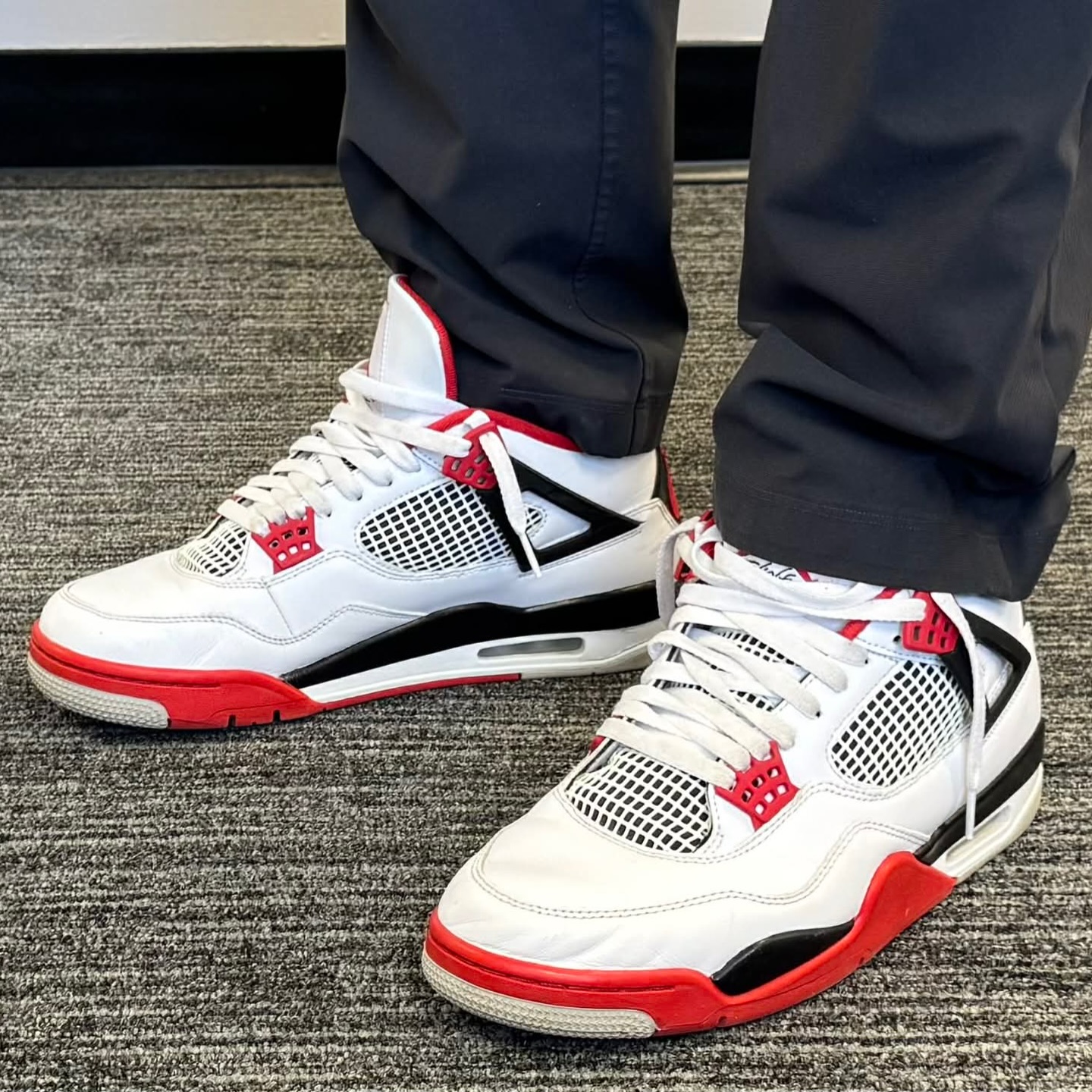 An Air Jordan 4 “Fire Red” comparison from 1989, 2006 and 2020