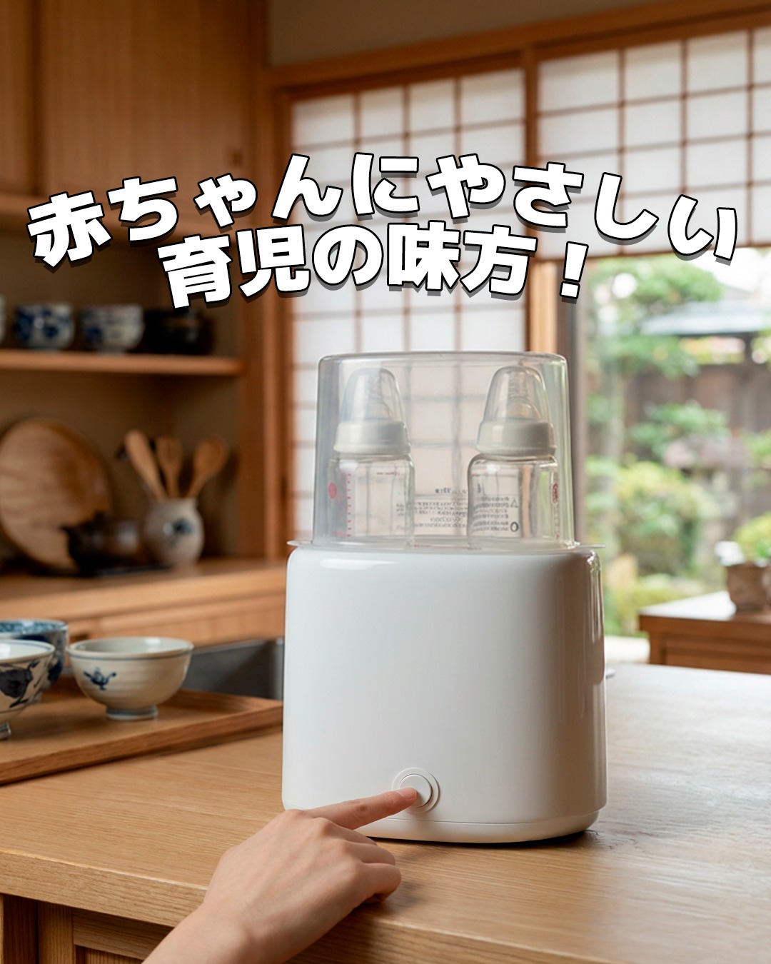 ✨🍼 カンタン操作で高温除菌🍼✨ 水を入れて、ボタンを押すだけ