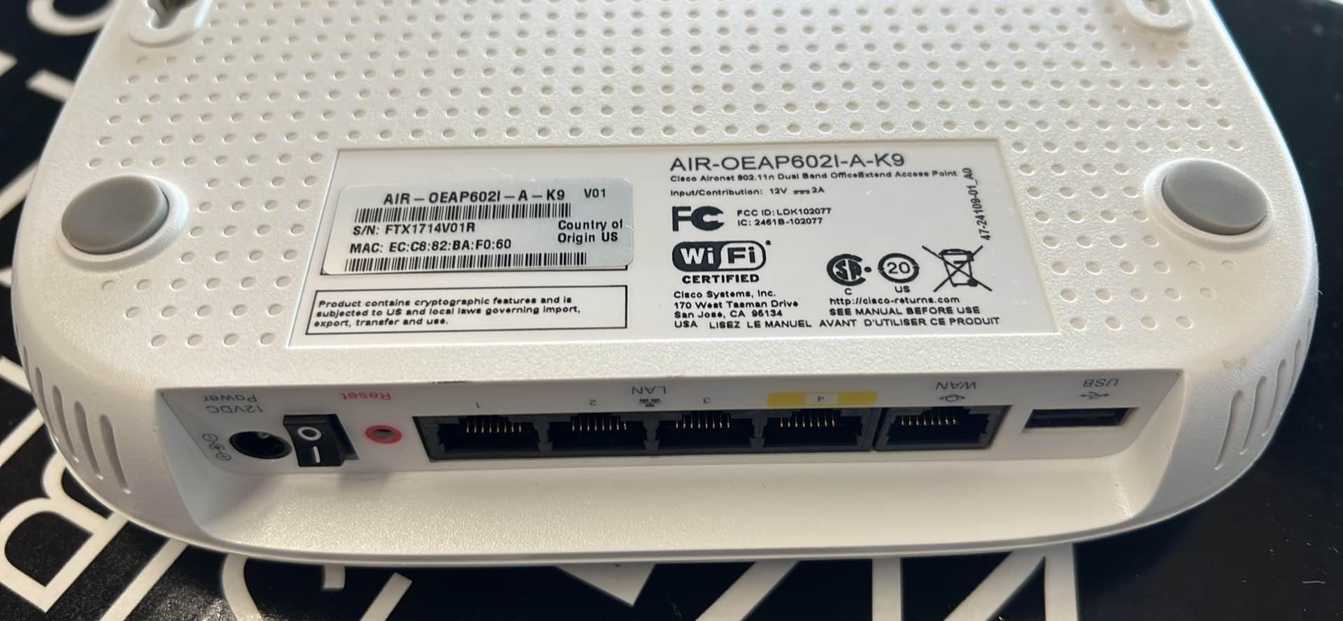 Cisco Aironet 802.11 n Dual Band OfficeExtend Access Point AIR-ORAP602I ...