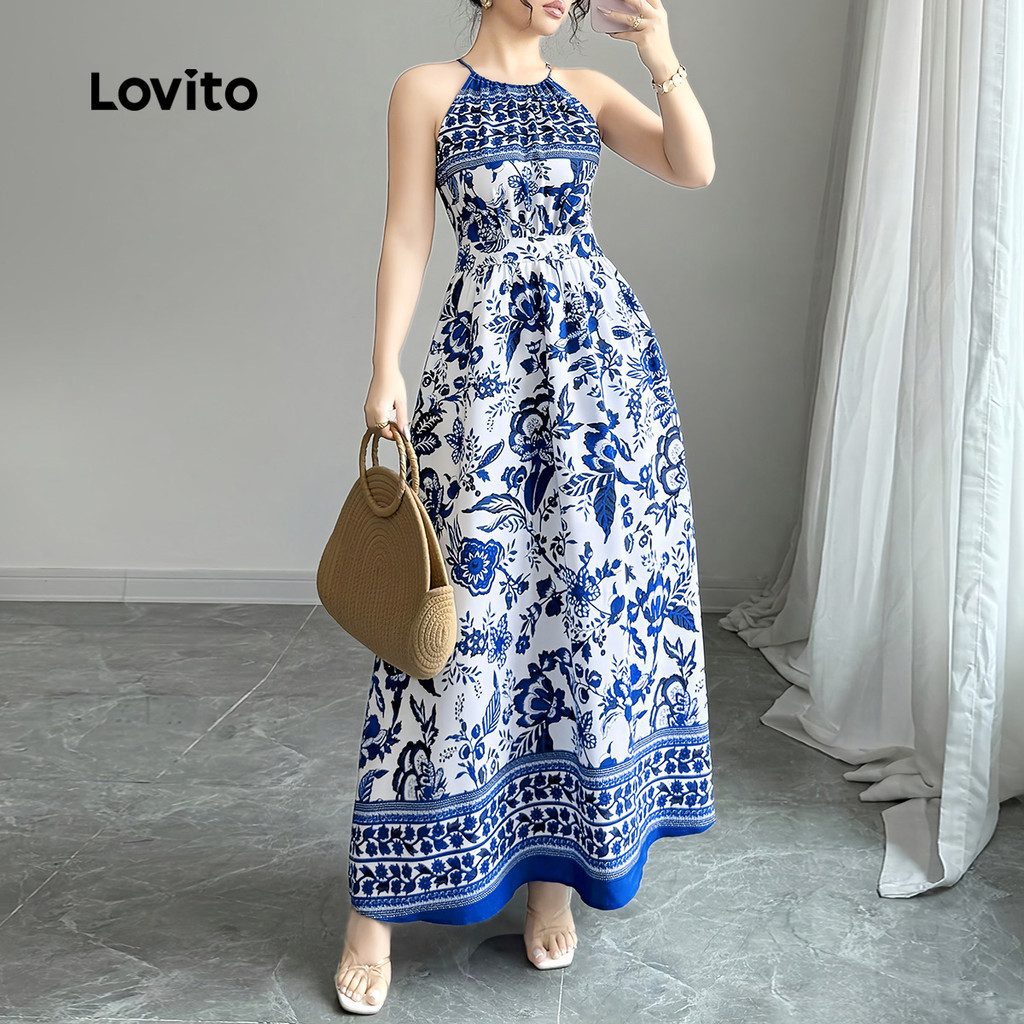 shopee bohemian dress Check out Lovito Women Boho Tie Back Spring/summer Blue and White Dress L143ED165 for ₱259 Web Collection: Summer Party Holiday Red Color:#4-Deep Lilac Polyester Season