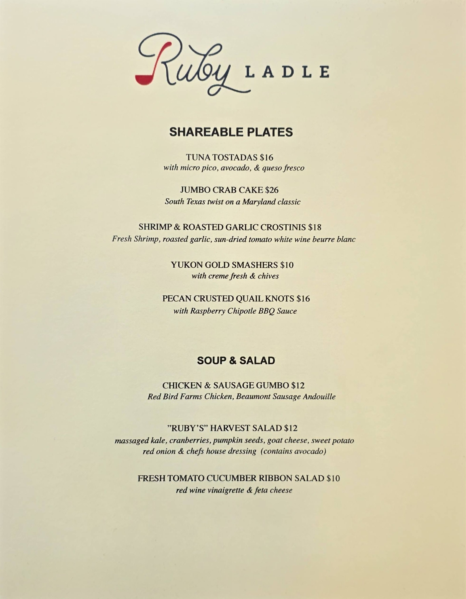 Ruby Ladle - UPDATED MENU THIS WEEK! Back by popular... | Facebook
