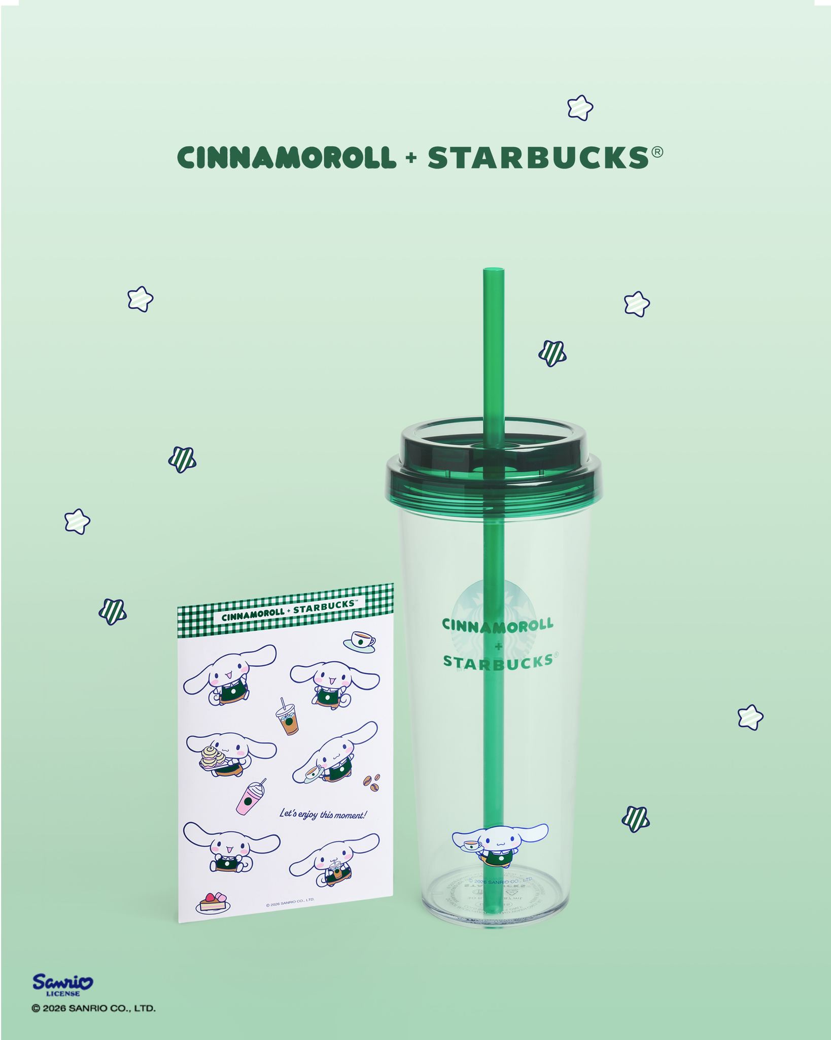 Too cute to resist! 💚☁️ The adorable Cinnamoroll + Starbucks