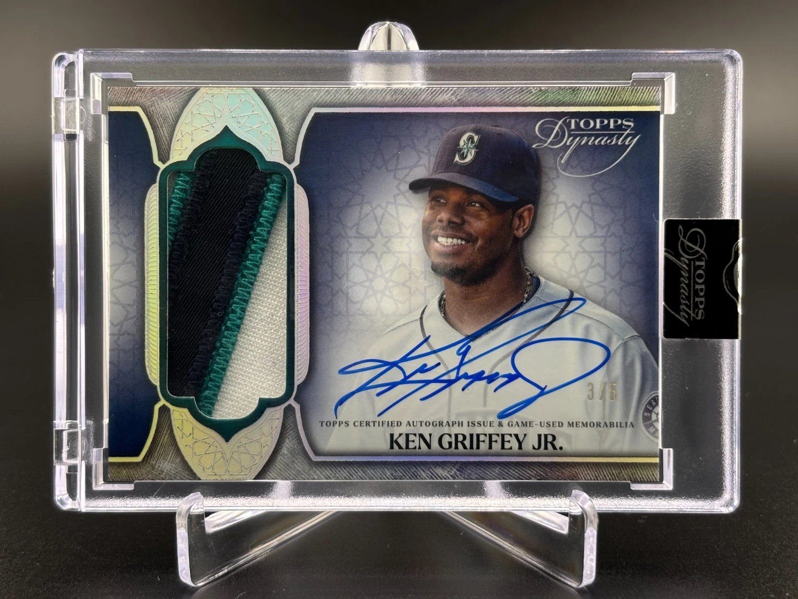 Ken Griffey Jr autograph with game-used patch on Topps Dynasty card