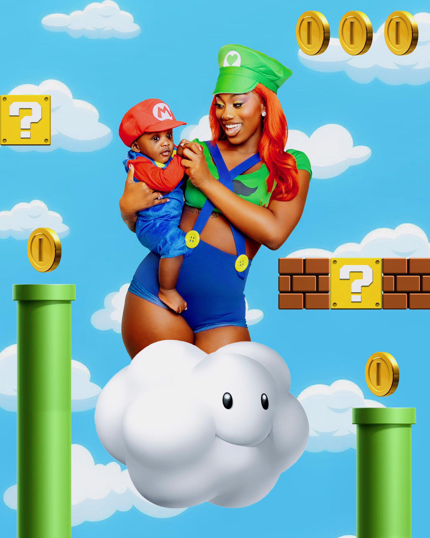 Pink - Flo Milli and her son as Luigi and Mario for Halloween (2025) # ...