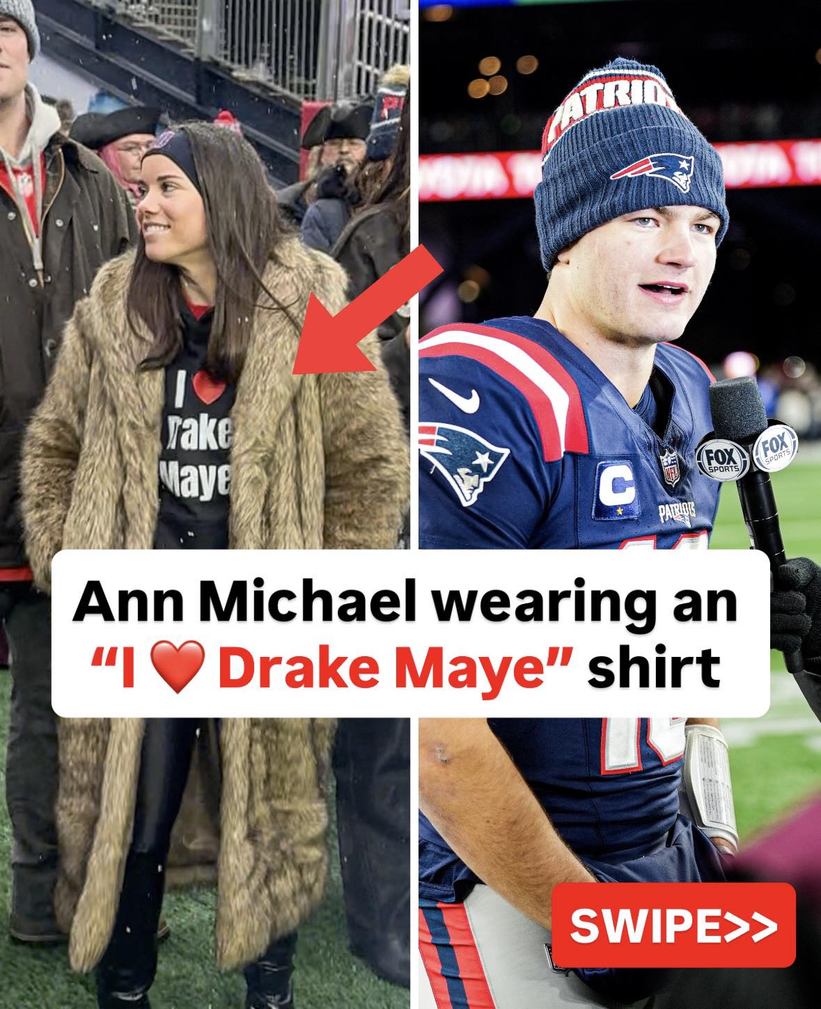 Patriots - Ann Michael Maye wearing an “I ️ Drake Maye” shirt 😂 - # ...