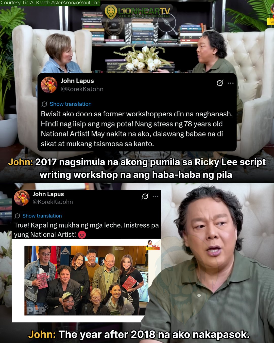 LionhearTV - John Lapus joins the conversation on Ricky Lee’s ...