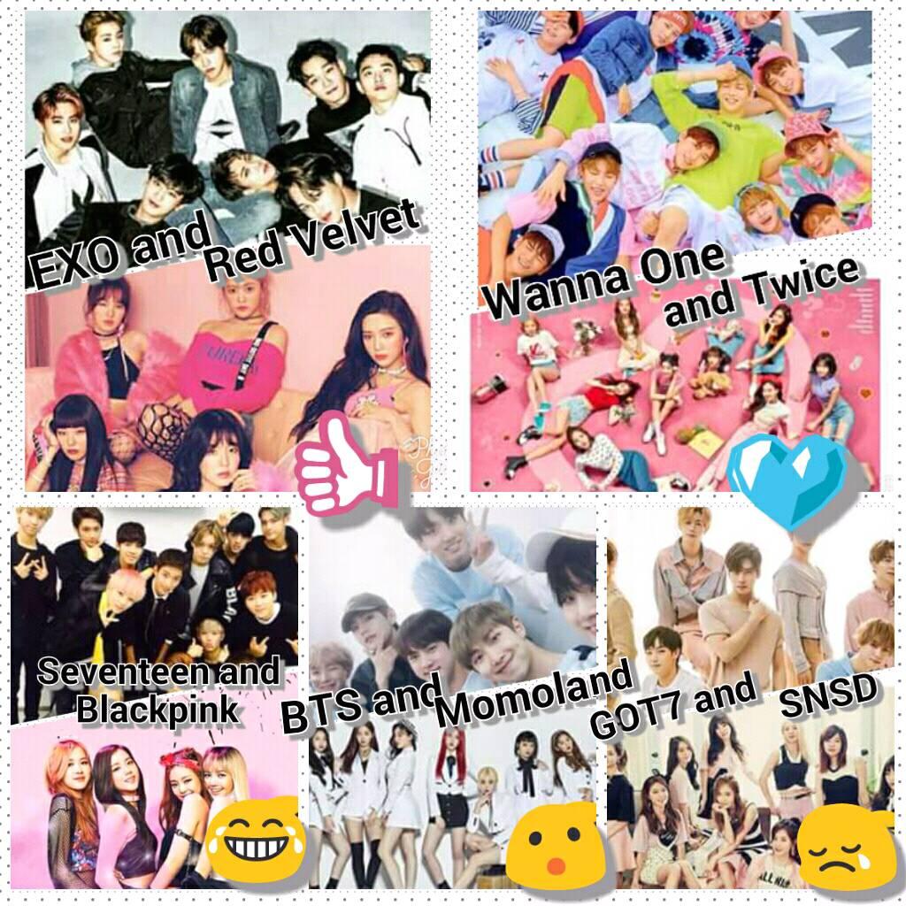 K-pop groups BTS, TWICE, SEVENTEEN, Stray Kids, Red Velvet, NCT