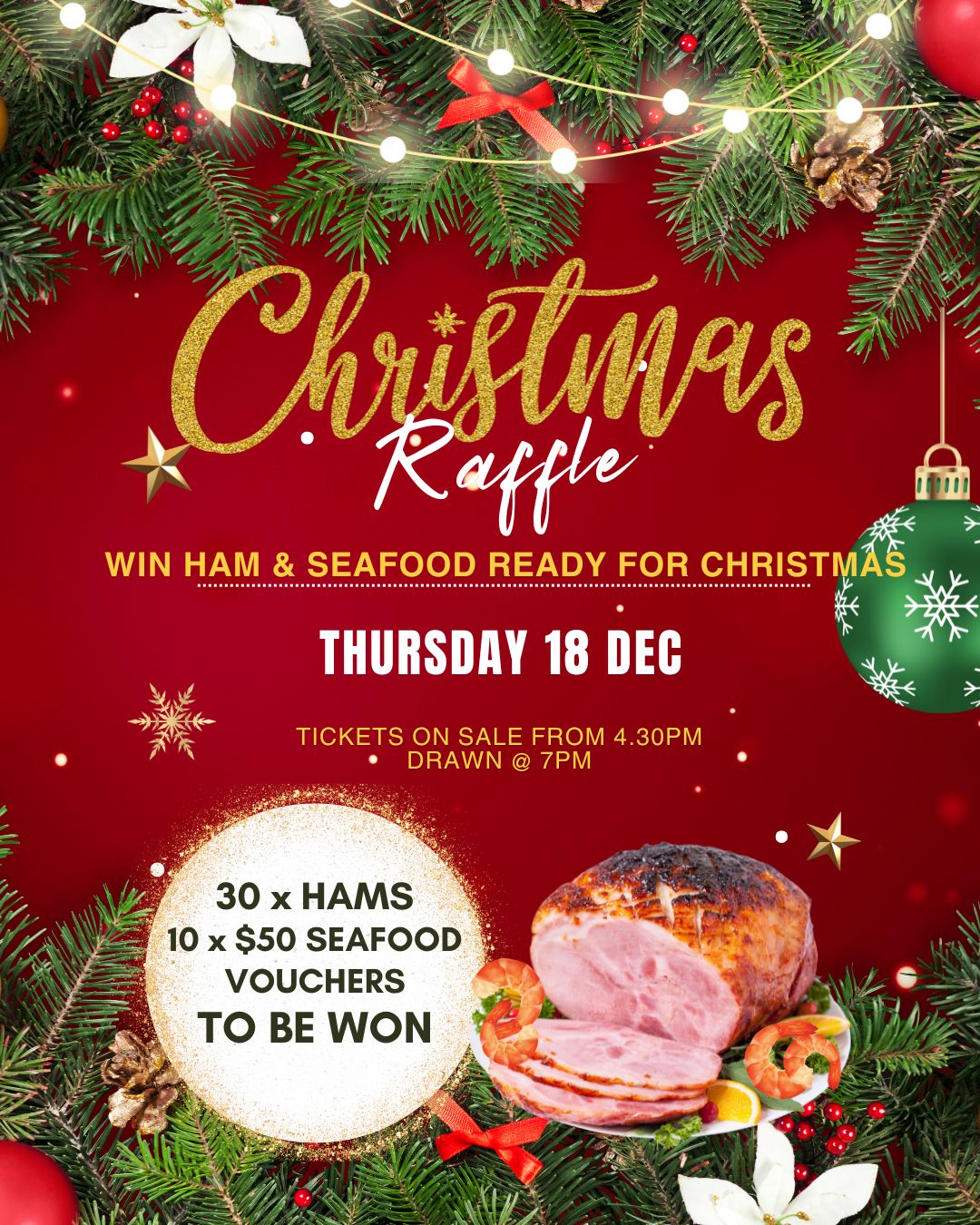 Terrigal - 🎄 Last Ham & Seafood Raffle of the Year! 🎄 If you’ve been ...
