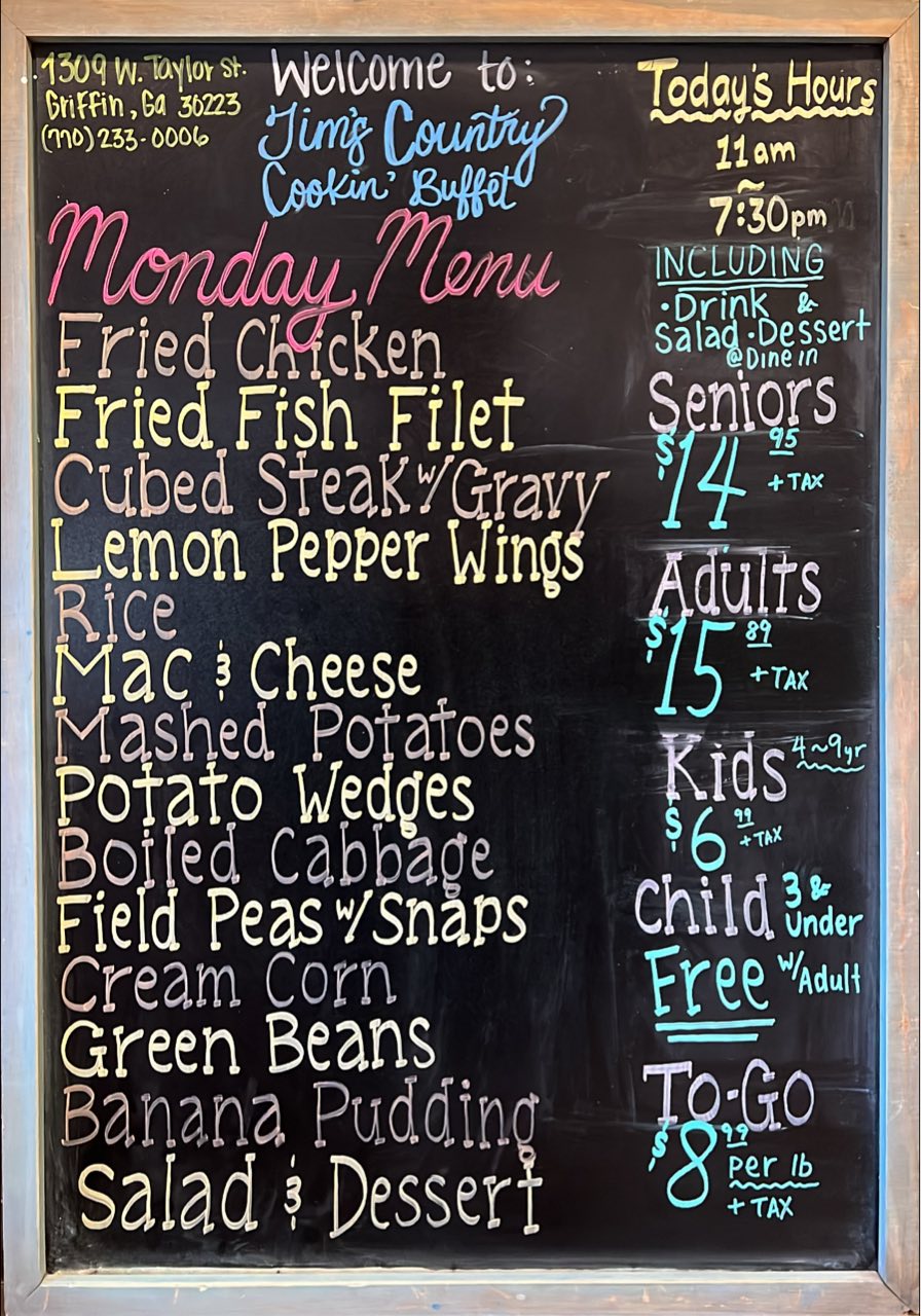 Tim's - 📣🐔 Monday Menu: Fried Chicken Fried Fish Filet Cubed Steak with ...