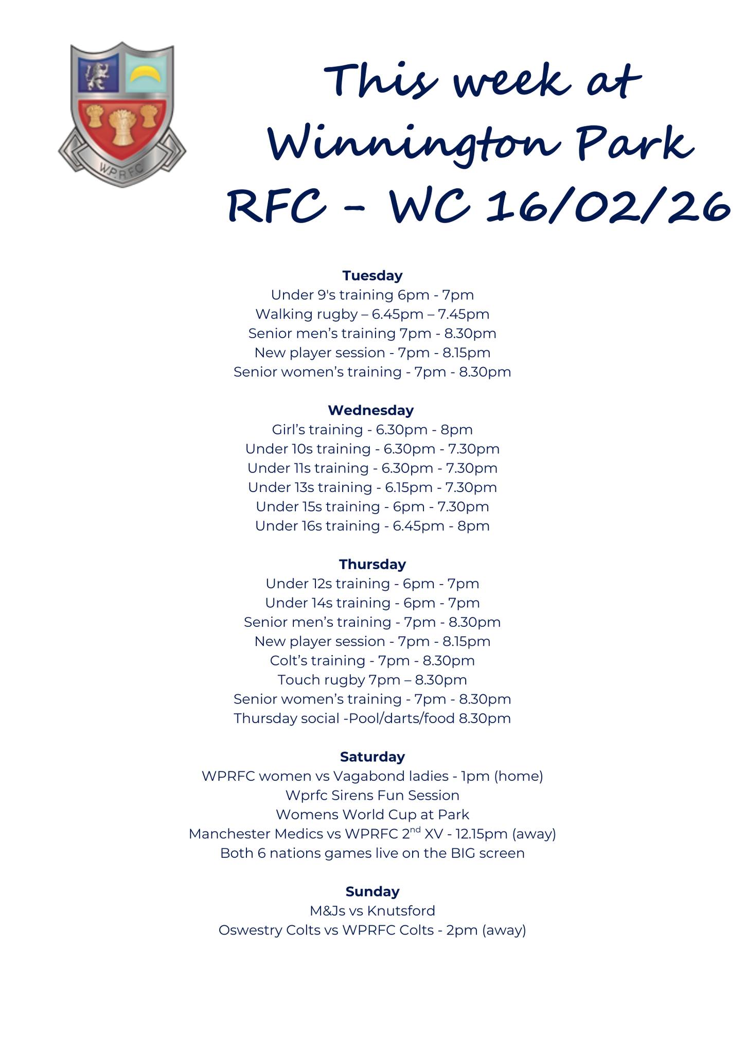 Winnington Park Rugby Club... - Winnington Park Rugby Club