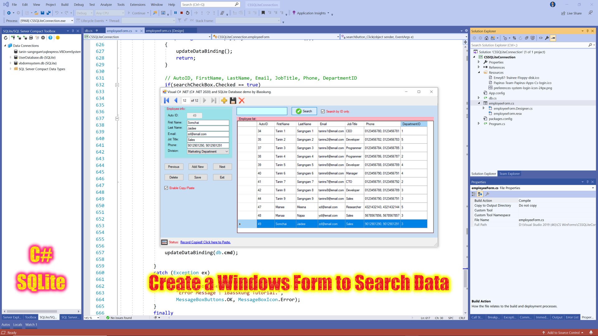 Code A Minute - 🚀 Visual Studio 2019: C# and SQLite... | Facebook