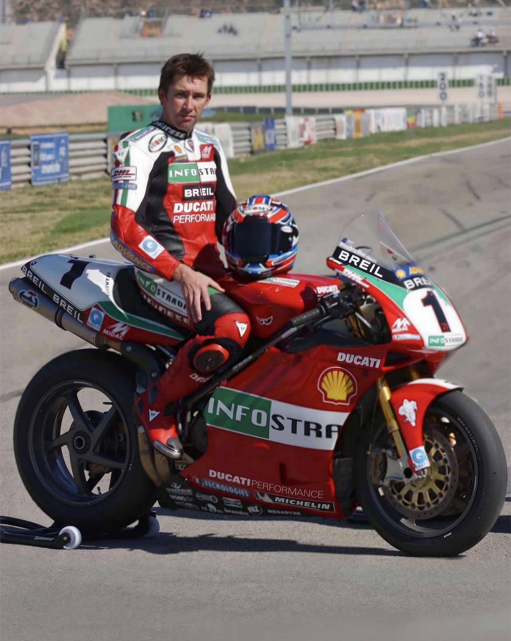 Randy Mamola Ducati Desmosedici GP3 Troy Bayliss and Loris Capirossi