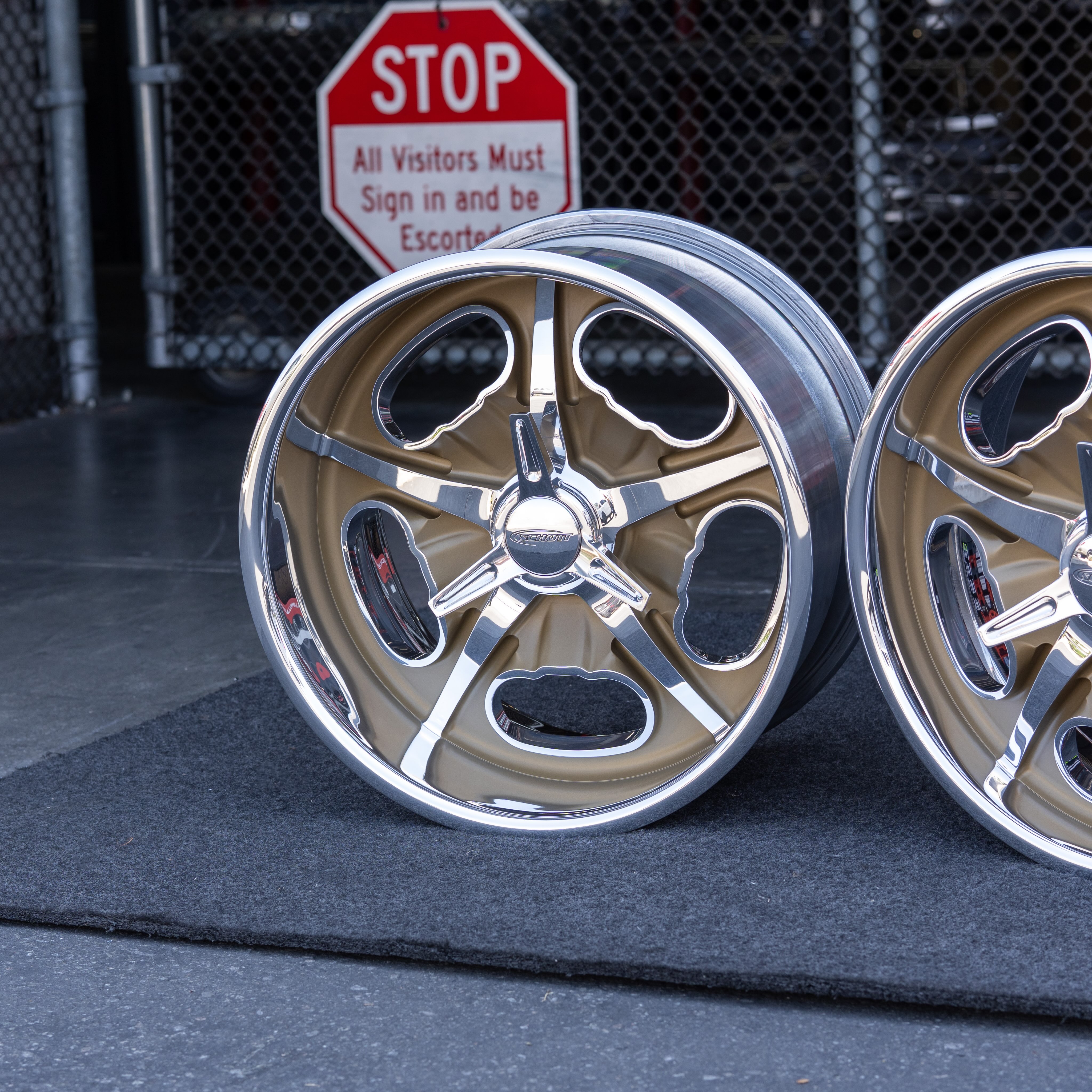 OCTANE Cover-Loc wheels with 3-Bar Knock-offs and Olive Bronze