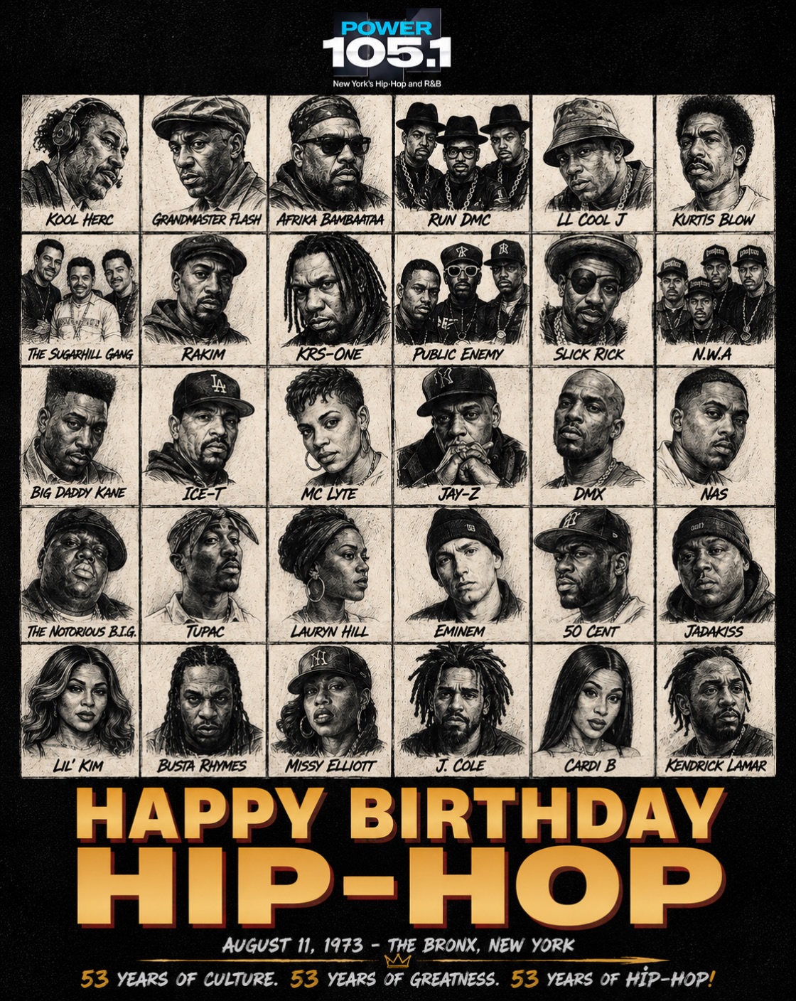🗽🎤 NY WE BUILT THIS. Today we celebrate 53 YEARS OF HIP-HOP