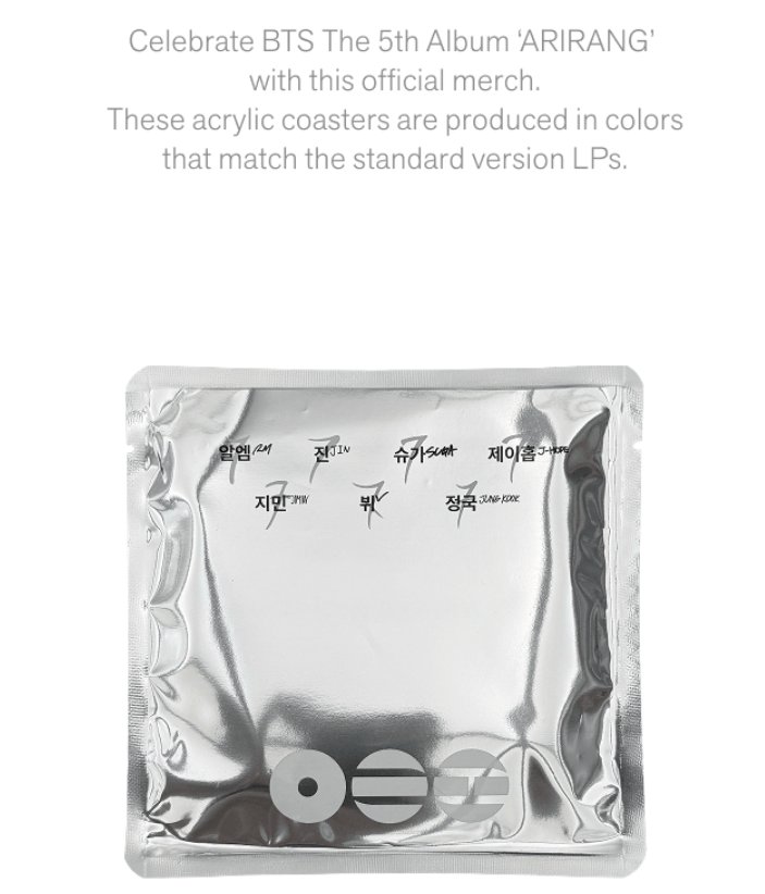 BTS ARIRANG VINYL COASTER RANDOM 890