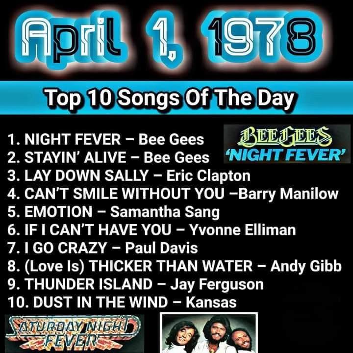 Top 10 Songs - April 1, 1978.