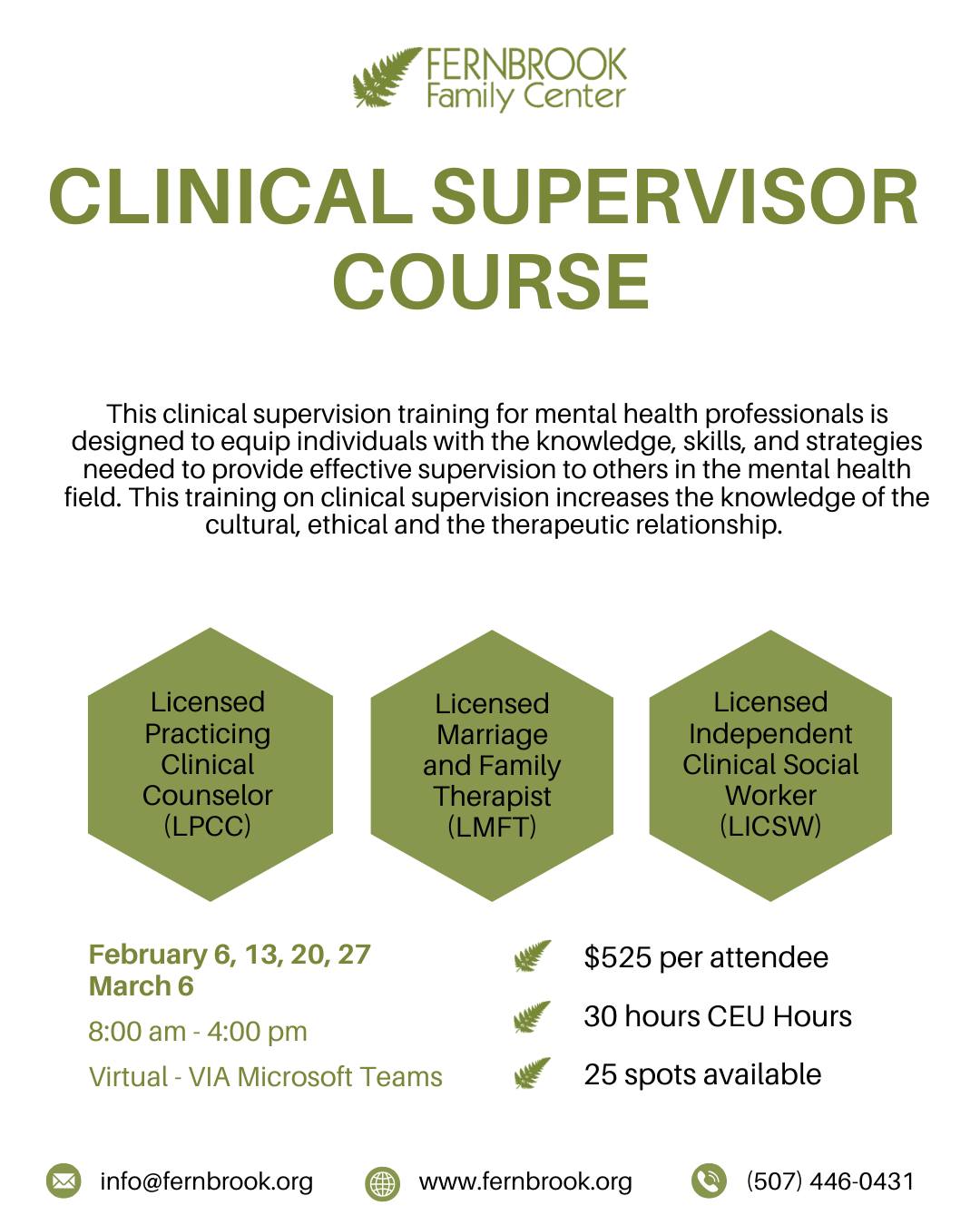 📢 Now Enrolling: Clinical... - Fernbrook Family Center | Facebook