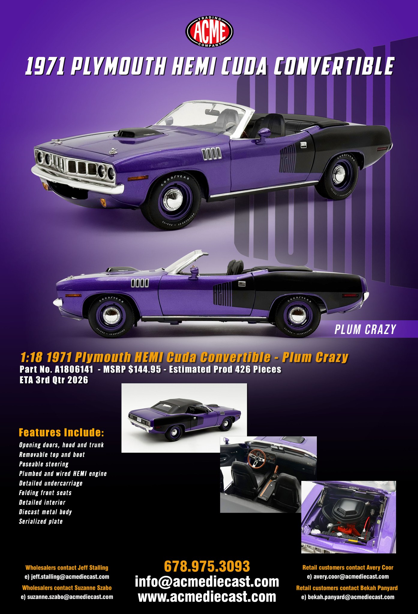 1:18 1971 Plymouth HEMI Cuda Convertible - Plum Crazy! In 1971 the