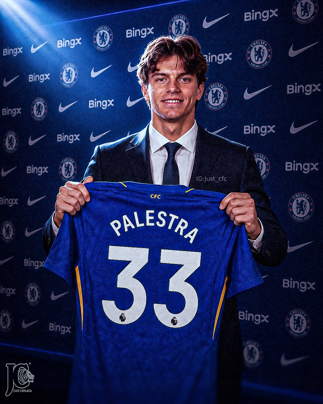 Marco Verratti joins Chelsea FC with PALESTRA 33 jersey