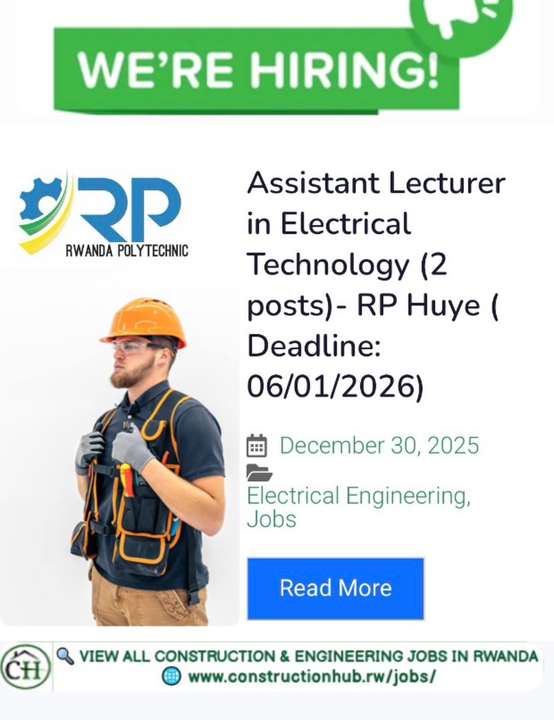 📢 Career Opportunity 🔹... - ConstructionHub.rw | Facebook