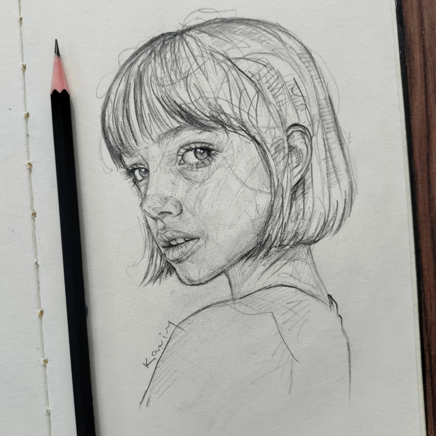 One pencil drawing