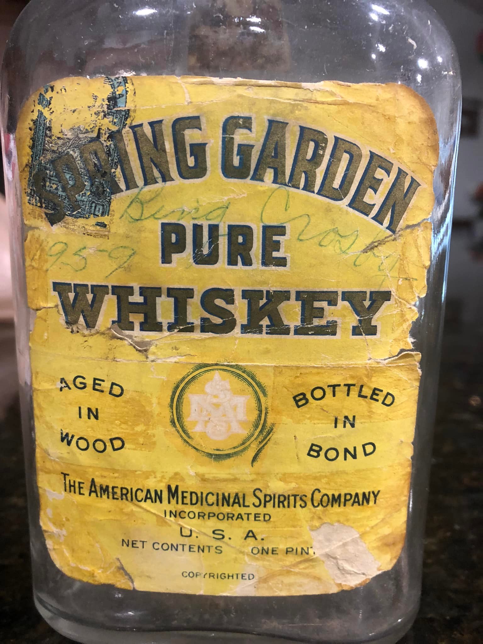 Bing Crosby signed whiskey bottle from 1959