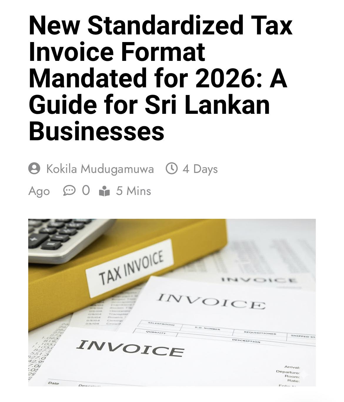 Supun Yasanka - *Critical Update: New Standardized Tax... | Facebook