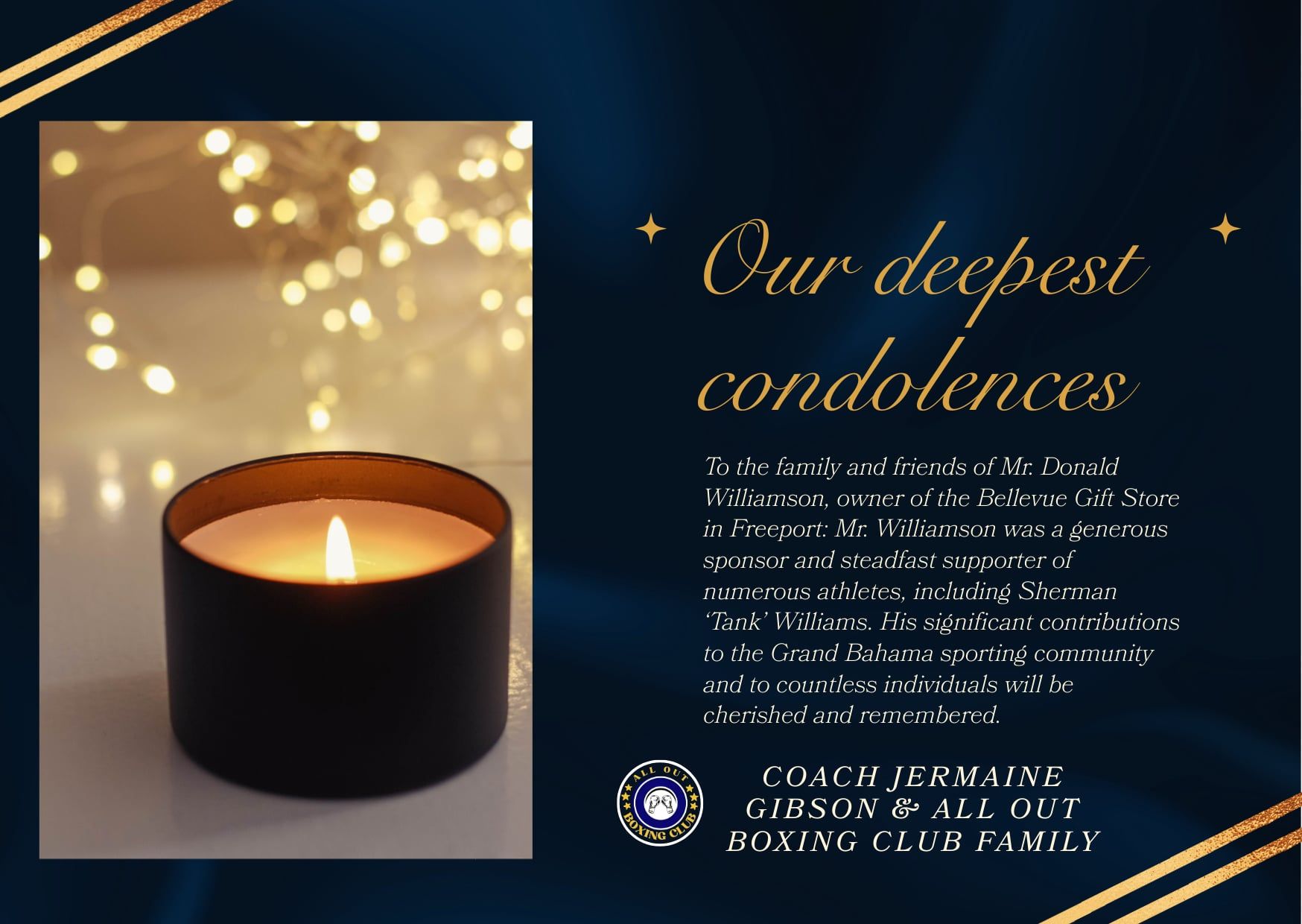 With heavy hearts, we extend our... - All-Out Boxing Club242 | Facebook