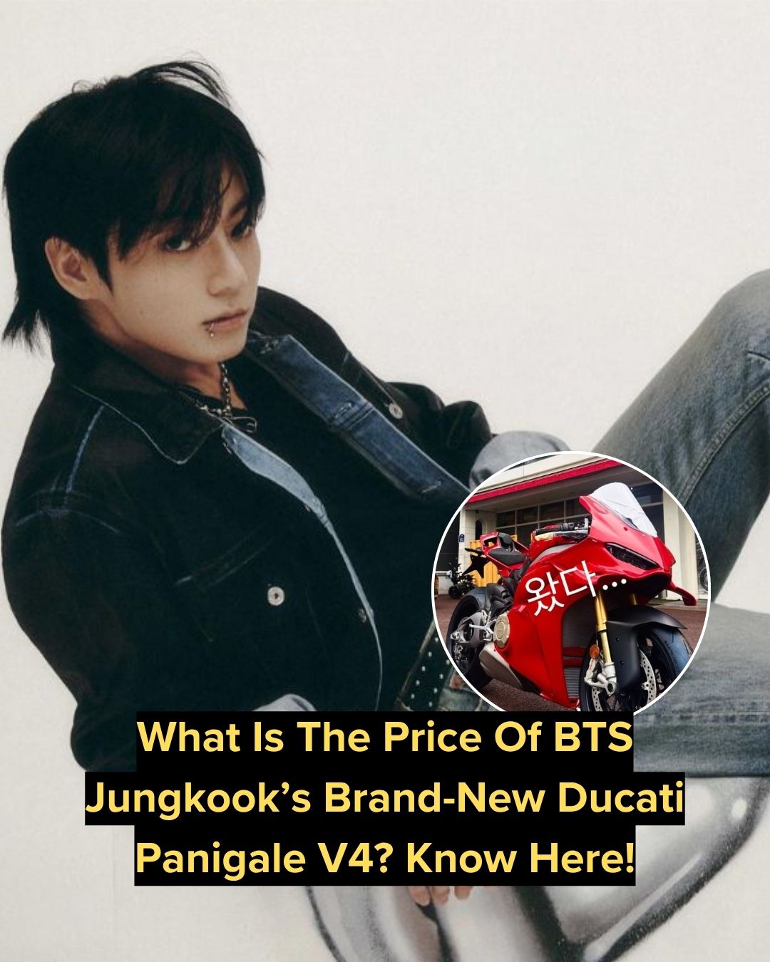 On Wednesday, Jungkook shared a photo of a bright red motorcycle