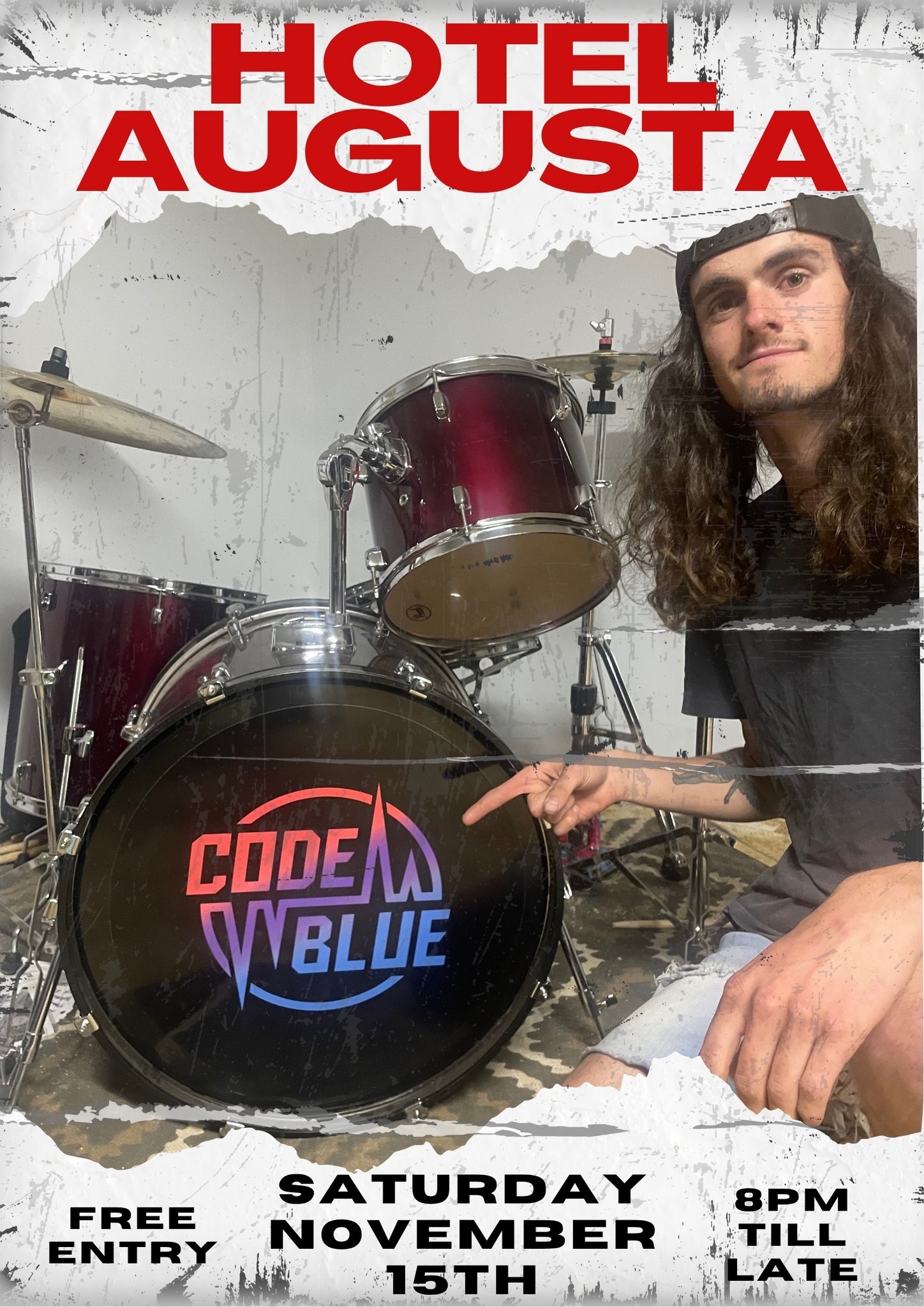CODE BLUE - HOTEL AUGUSTA SAT NOV 15 - CHARLIE HOLDEN DEBUT SHOW!!!