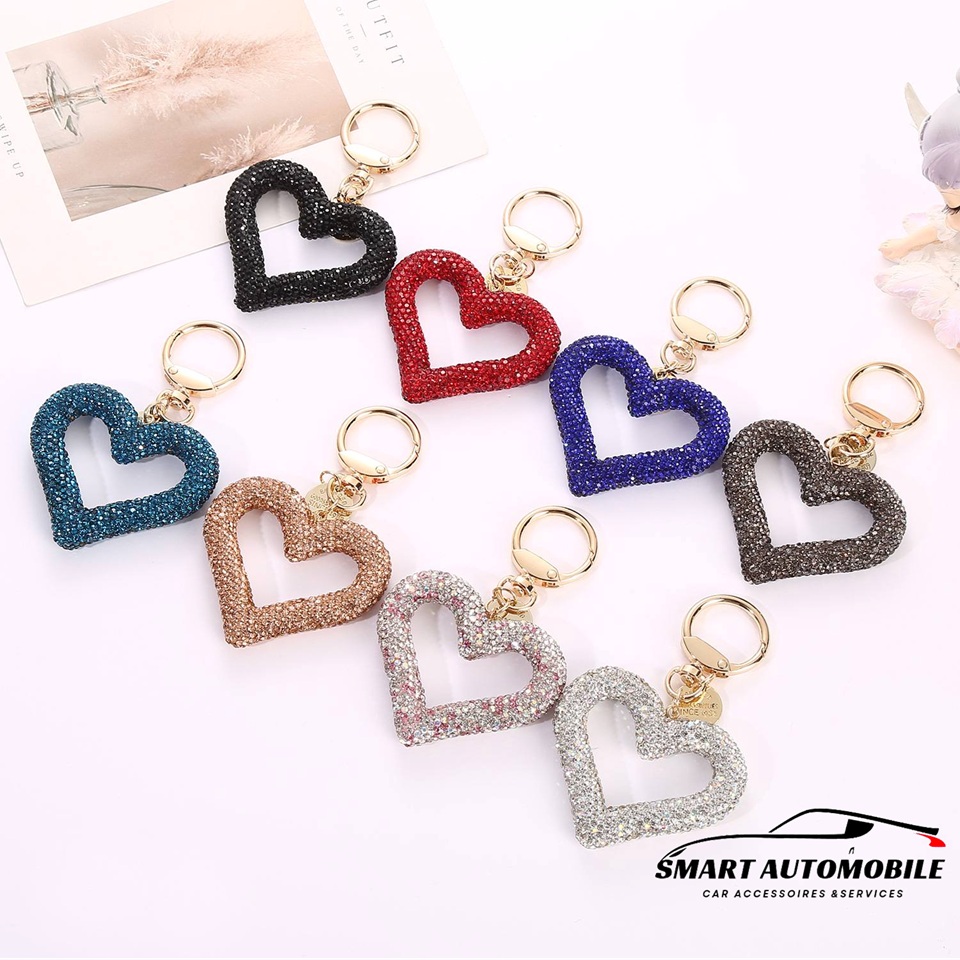 Porte-Clés Cœur D'Amour Strass Pailleté - Pendentif Bling Crystal Pour Voiture Et Couples