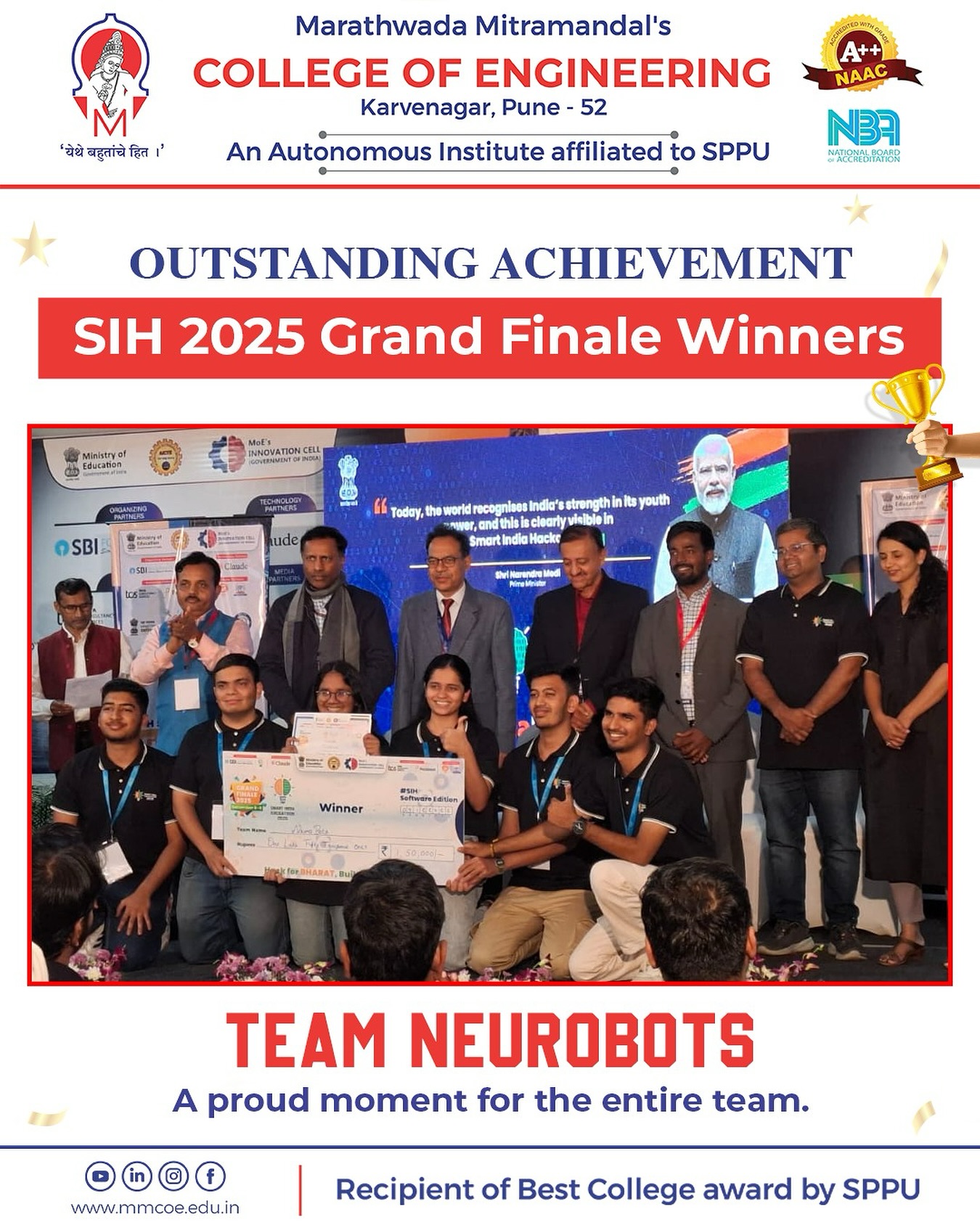 MMCOE - WINNER – Smart India Hackathon 2025 Grand Finale Proud to share ...