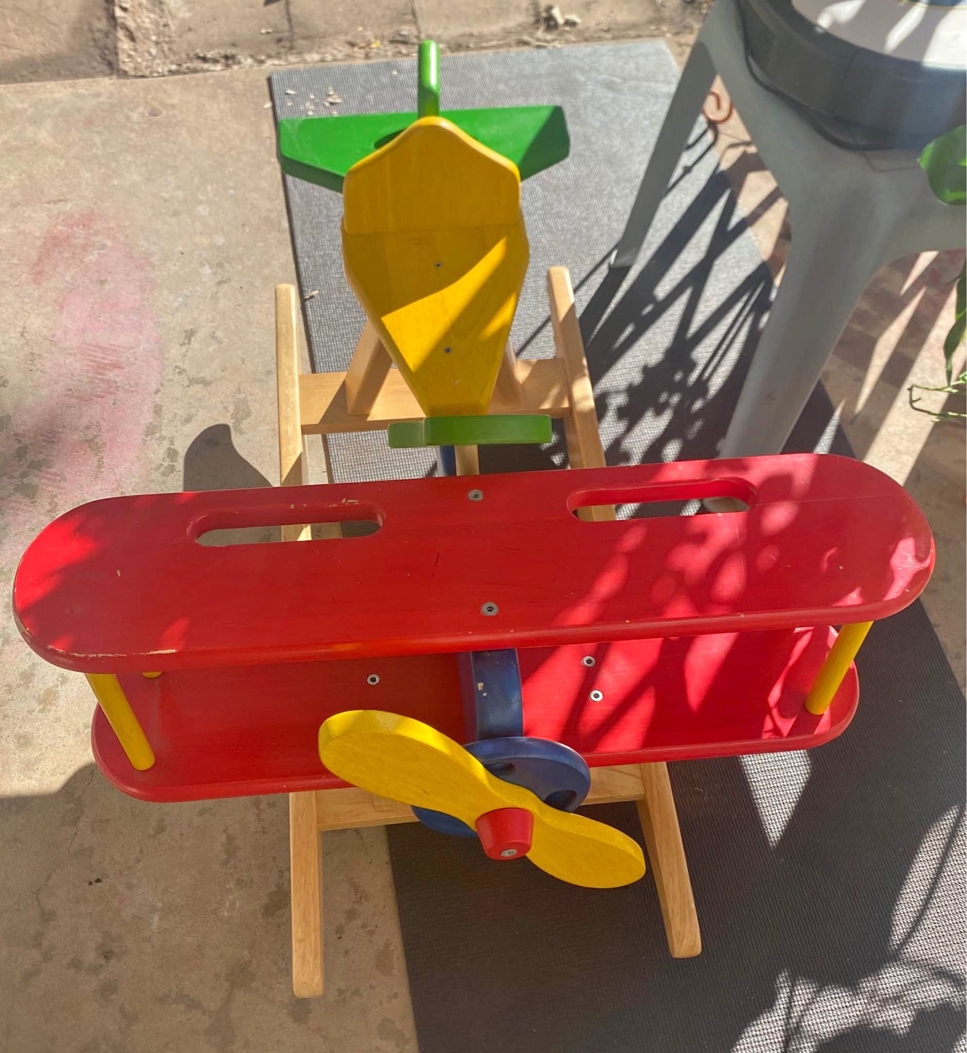 Vintage Wooden Airplane Rocker – Colorful & Fun! ️ - Toy Vehicles ...