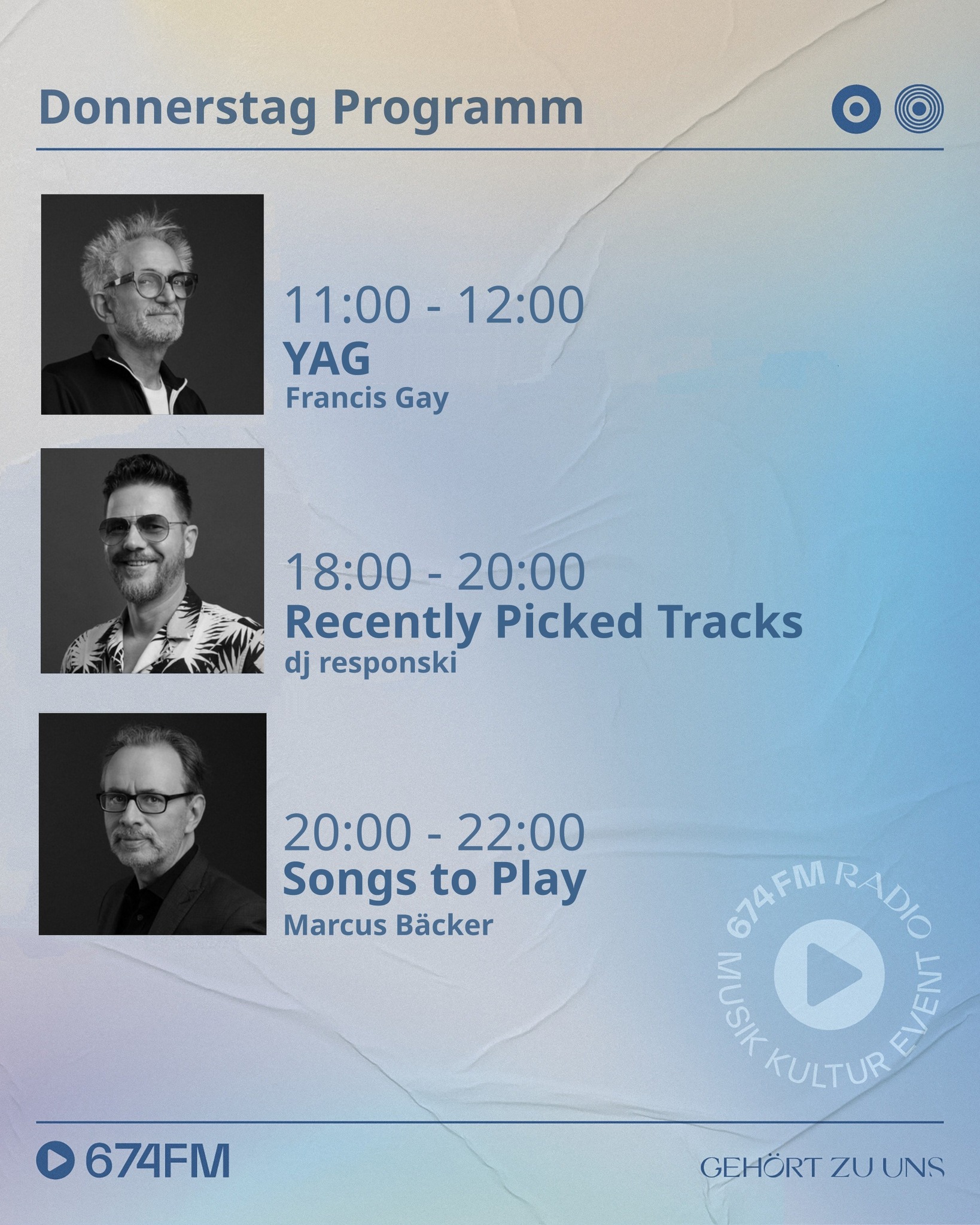 674FM - Das Programm am Donnerstag 29.01.26 auf 674.FM Wir wünschen ...