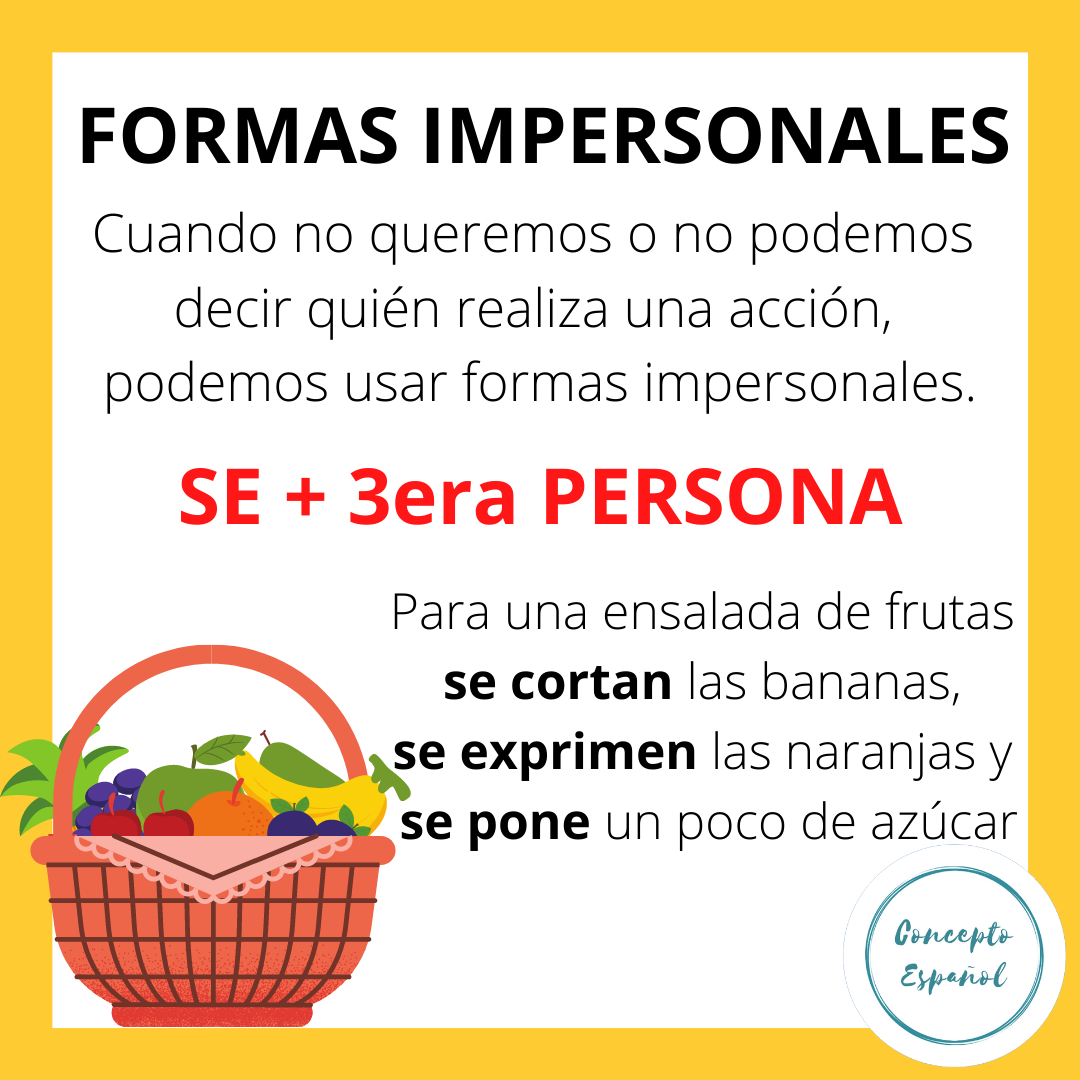 👓 ¿Conoces el uso del SE impersonal?⠀ ⠀... - Concepto Español | Facebook