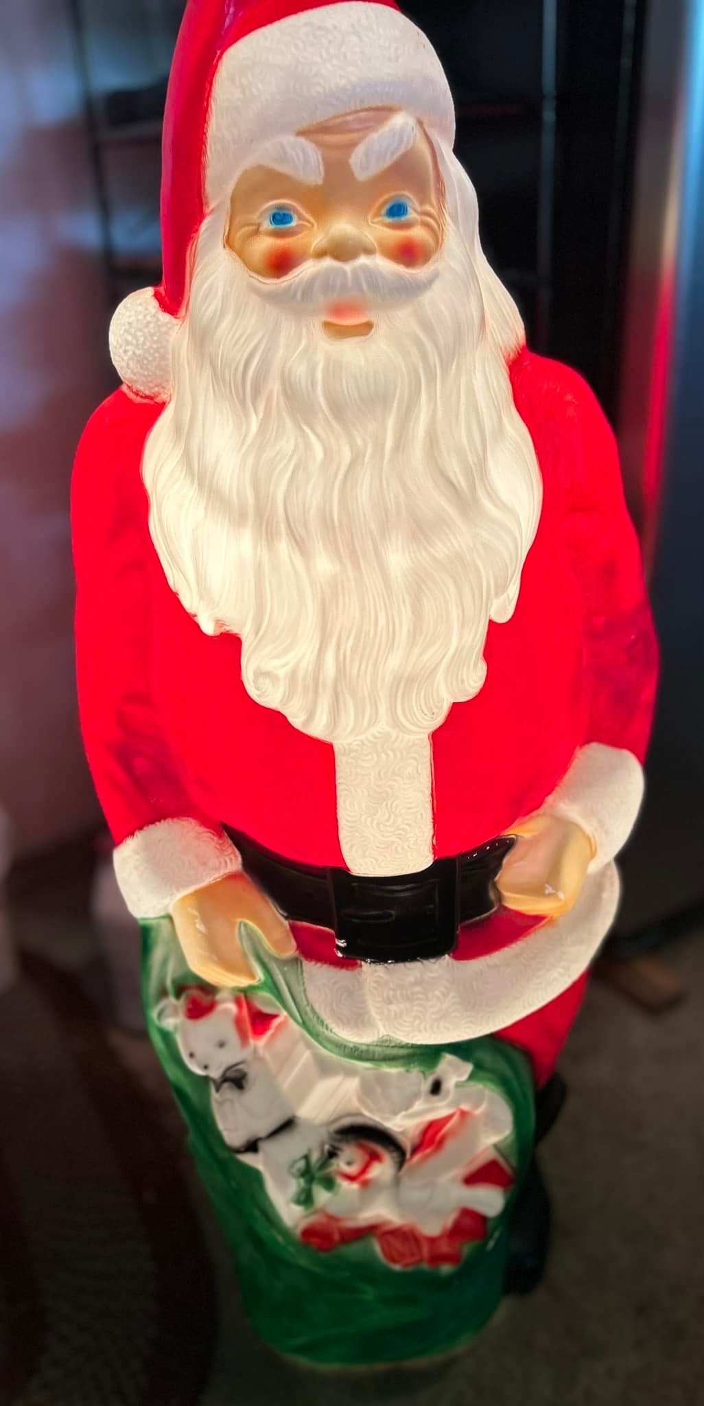 Vintage 1971 Empire snowman blow mold withstands New Jersey winter