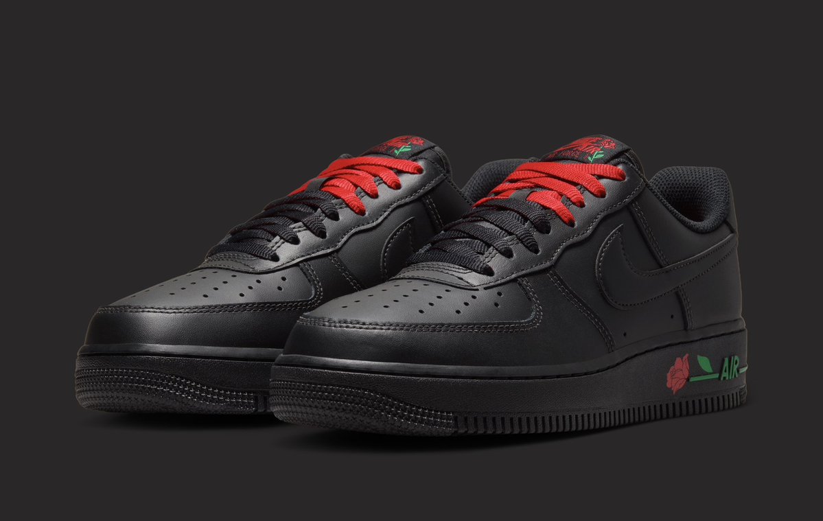 Nike Air Force 1 Low 'Black Roses' drops today, $130 🥀 Who's