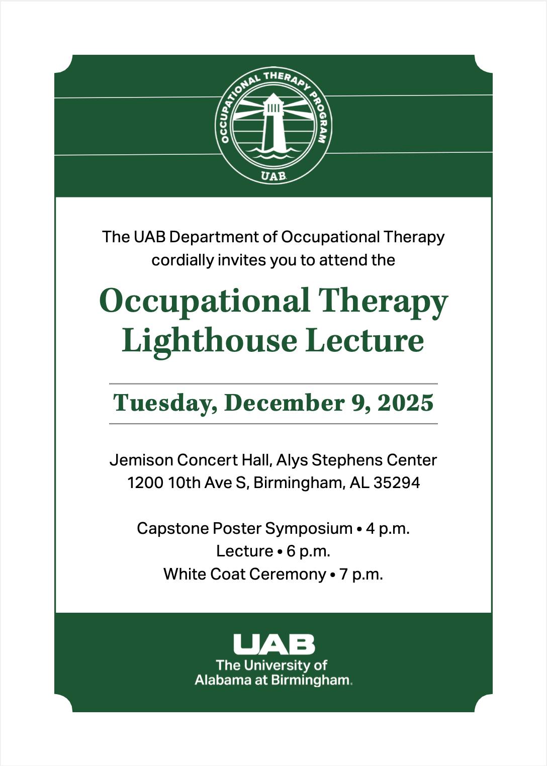 UAB - Join us for the 2025 Occupational Therapy Lighthouse Lecture as ...