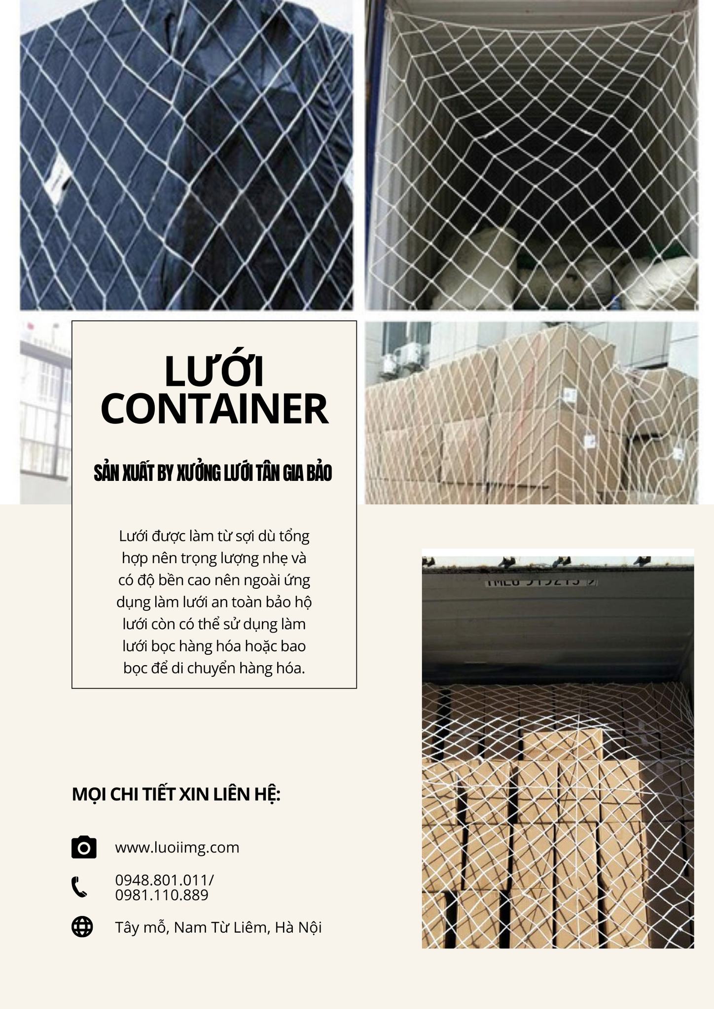 Lưới... - Lưới chắn cửa container và lưới bao hàng chống trộm