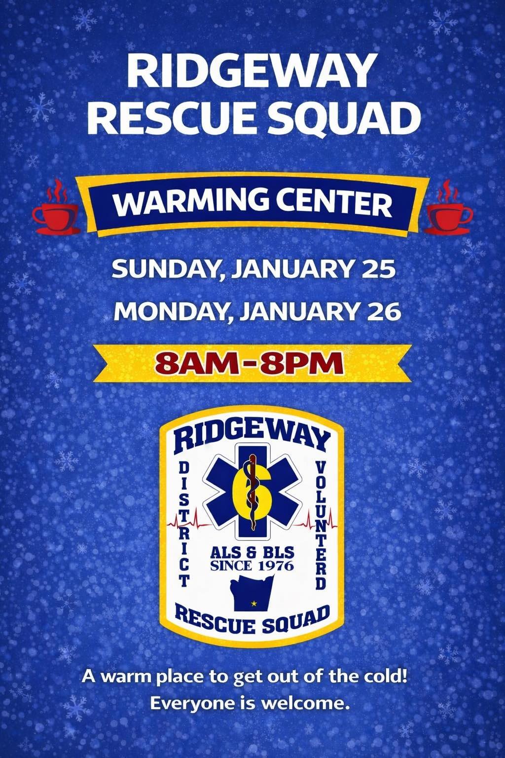 Ridgeway - 🚨 EMERGENCY WARMING CENTER 🚨 Due to the anticipated winter ...