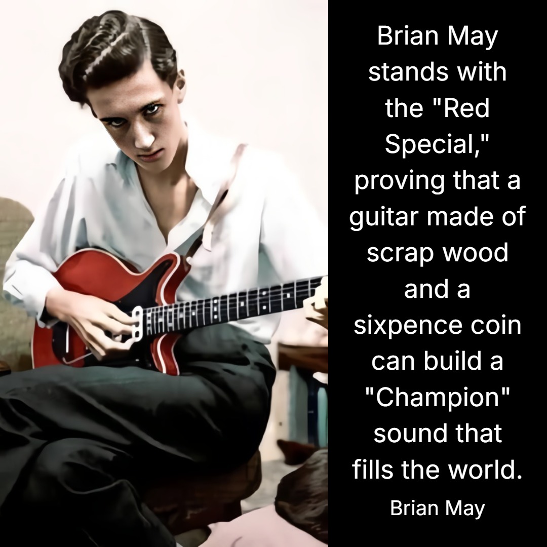 Brian May plays guitar with a pre-1950 British sixpence coin — and