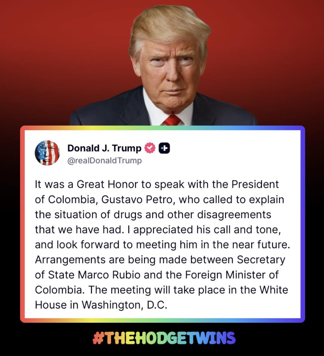 The Hodgetwins - 👀 President Donald J. Trump says he spoke... | Facebook