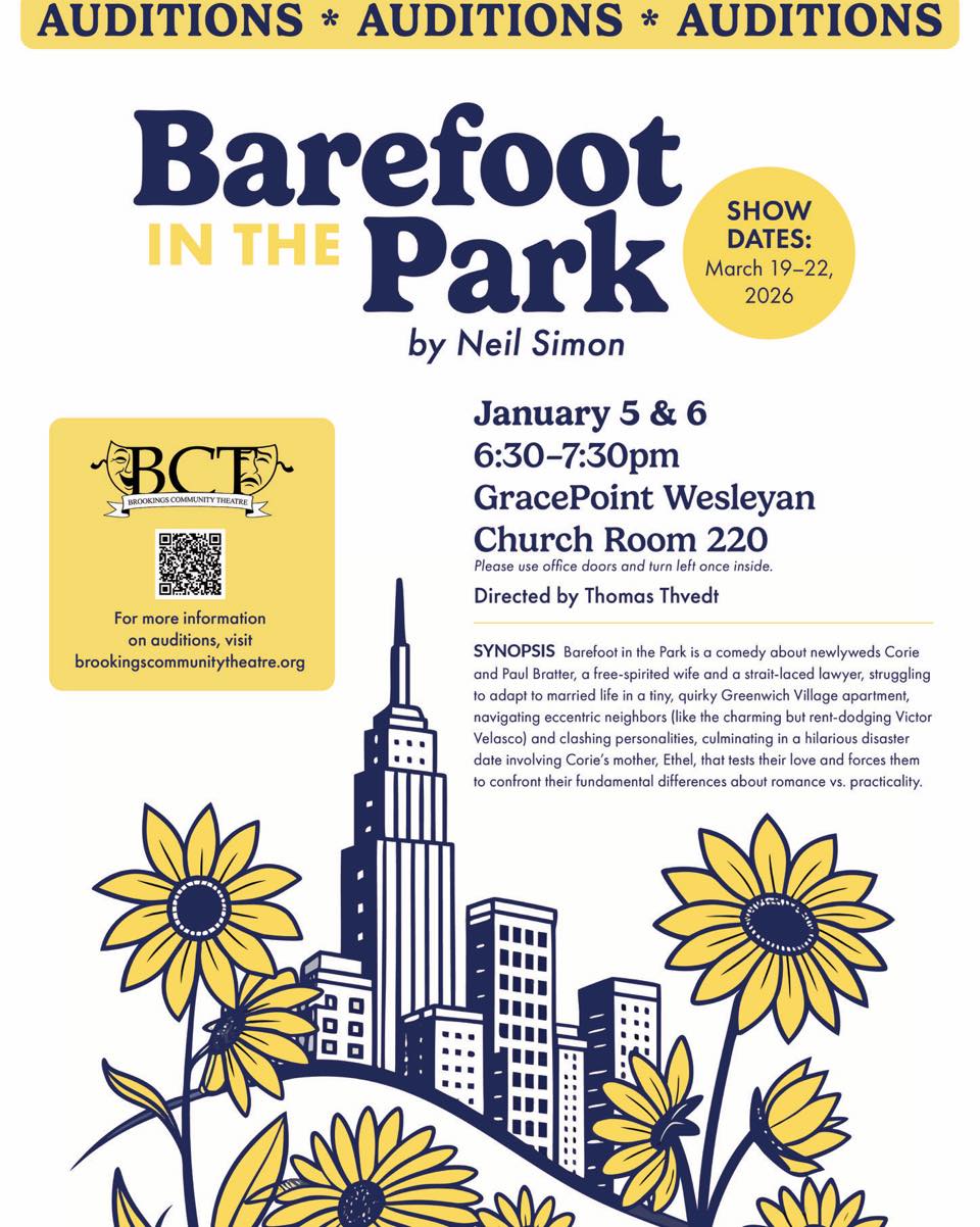 Brookings - 🎭 AUDITIONS TONIGHT! 🎭 Night One of auditions for Barefoot ...
