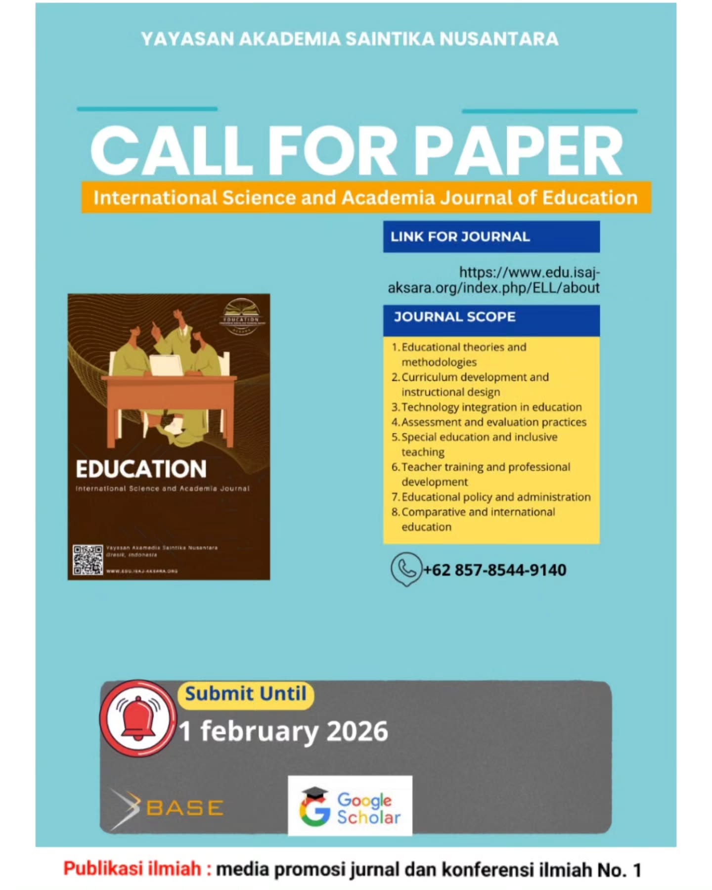 📢 Call for Papers: Jurnal ISAJE 📢 Kami... - Publikasi ilmiah | Facebook