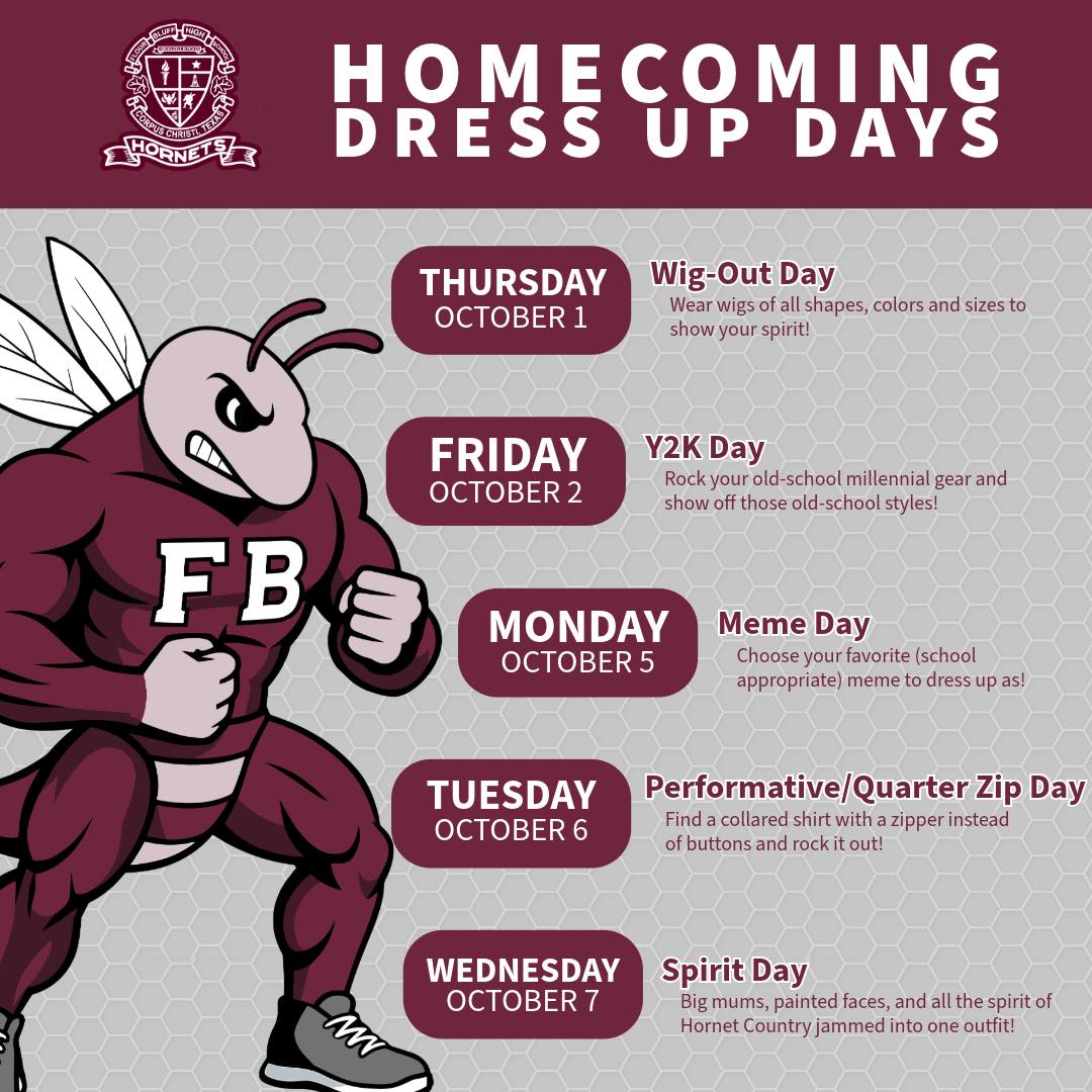 homecoming dress meme Flour Bluff High School spirit week (October 1-7, 2026) size: 16W