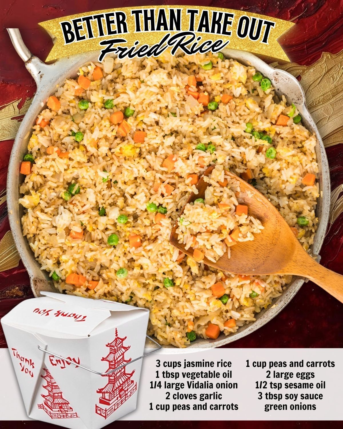 Princess - BETTER THAN TAKE OUT FRIED RICE! 3 cups jasmine rice 1 tbsp ...