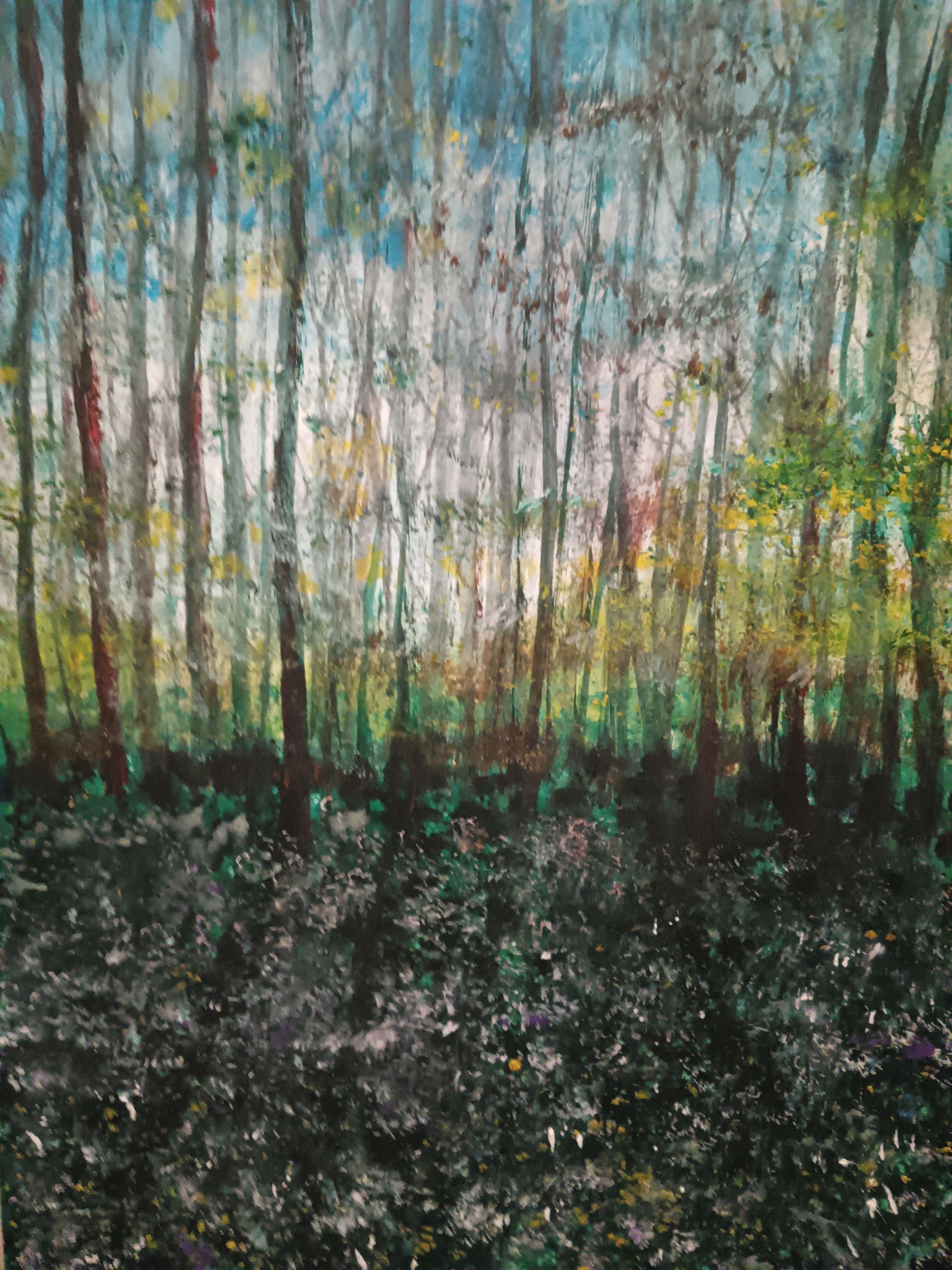 三月の川 ] 410 x 318 mm 2013 キャンバスに油彩 花見 宴 * 作者蔵