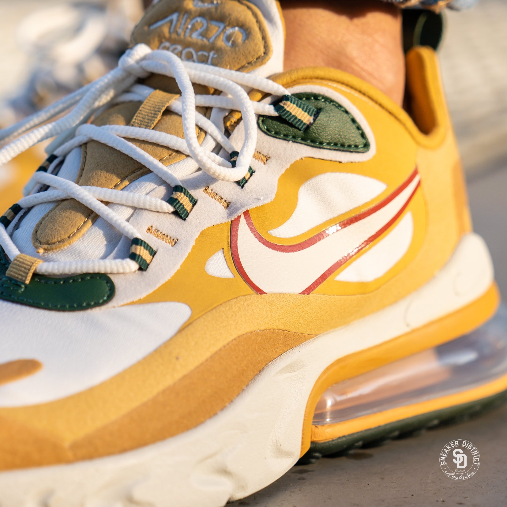 Nike Air Max 270 React Club Gold/Light Bone available online now