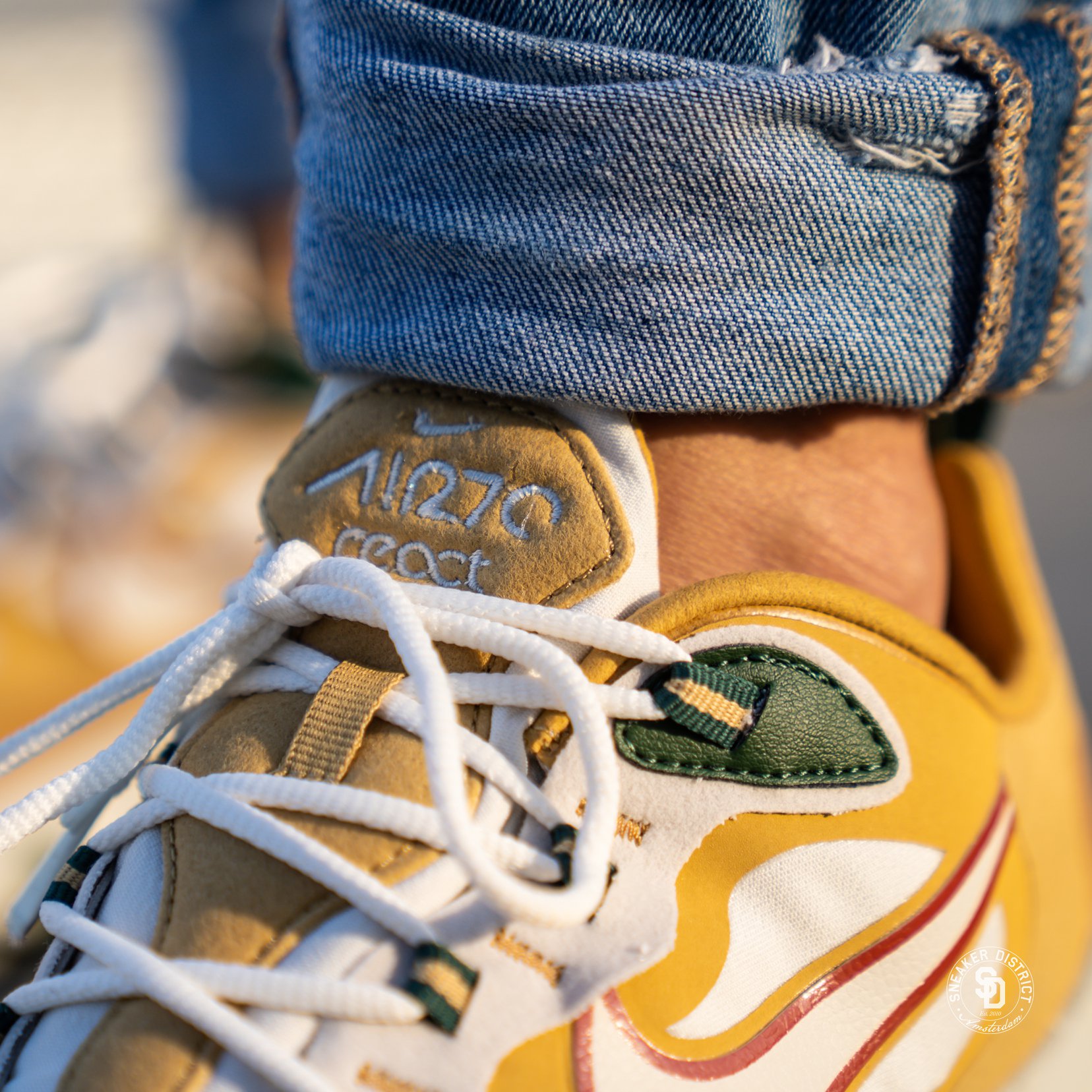 NIKE Air Max 270 React “Club Gold” Nike Air Max 270 React Club Gold/Light Bone available online now