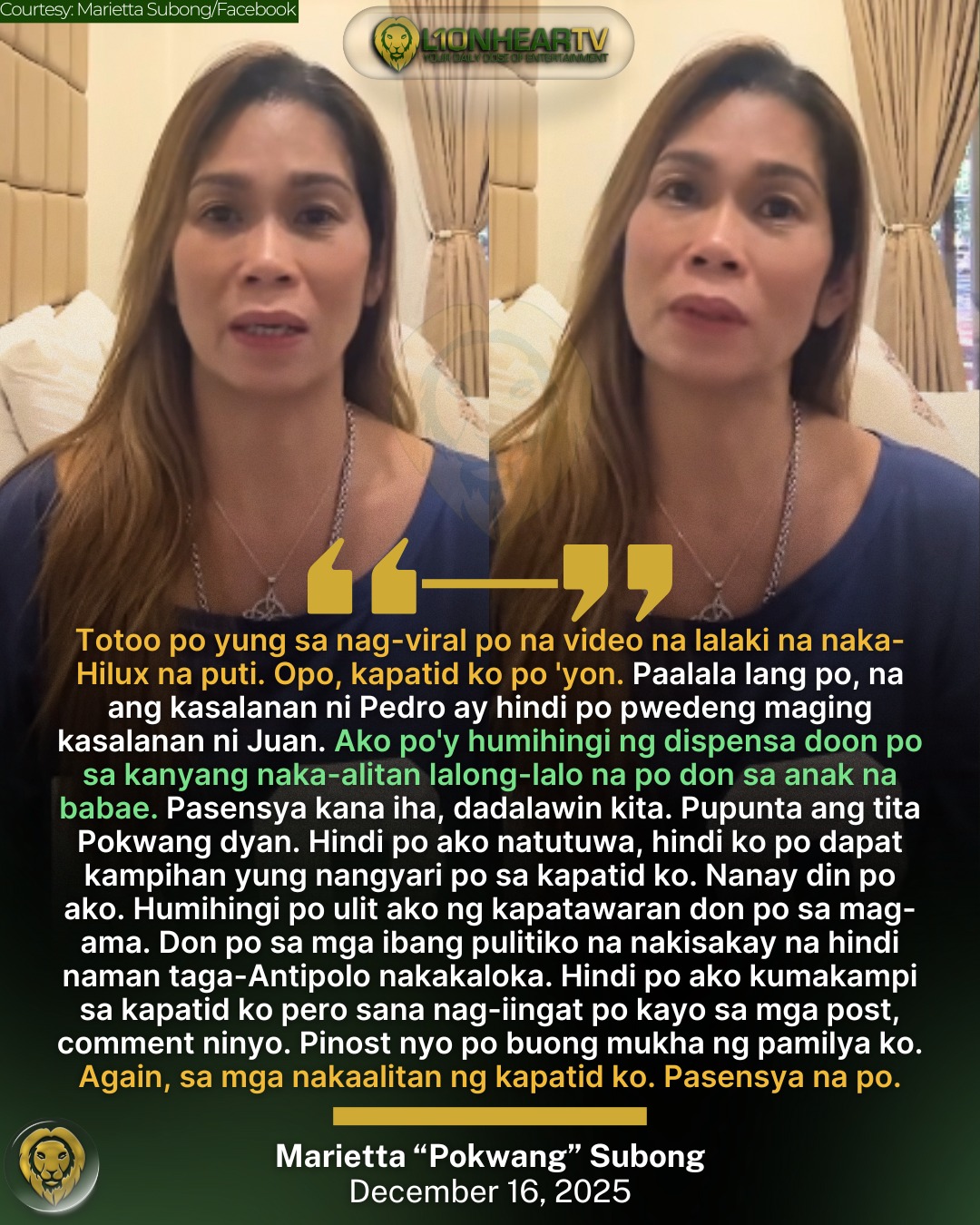 LionhearTV - Marietta “Pokwang” Subong speaks up following the viral ...
